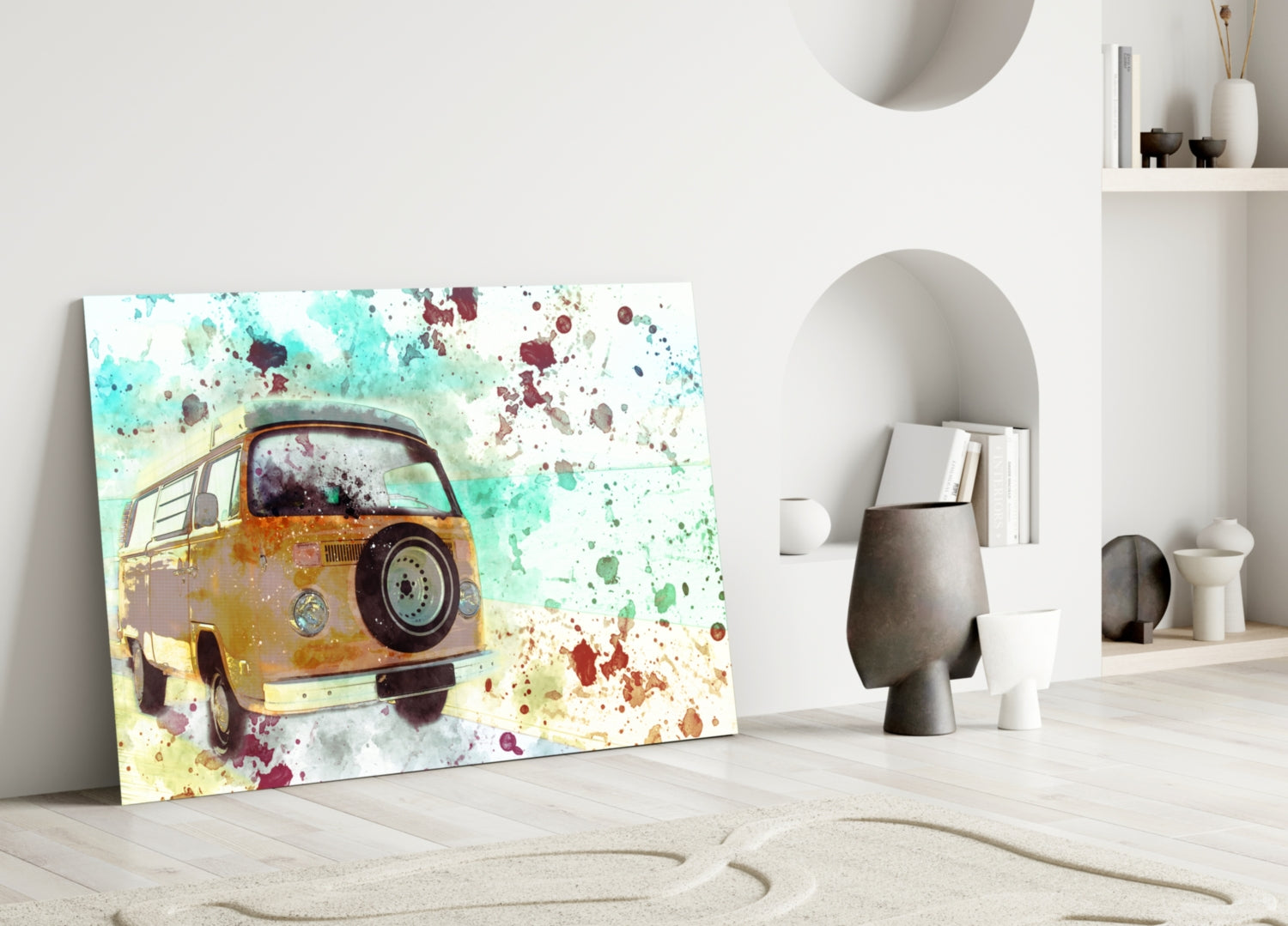 Illustration Vintage Rounded Car Glass Wall Art