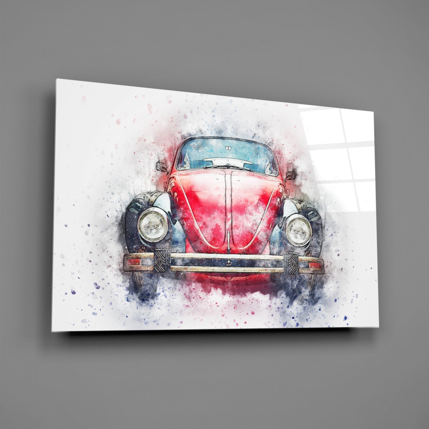 Retro Bubble Car Glass Wall Art