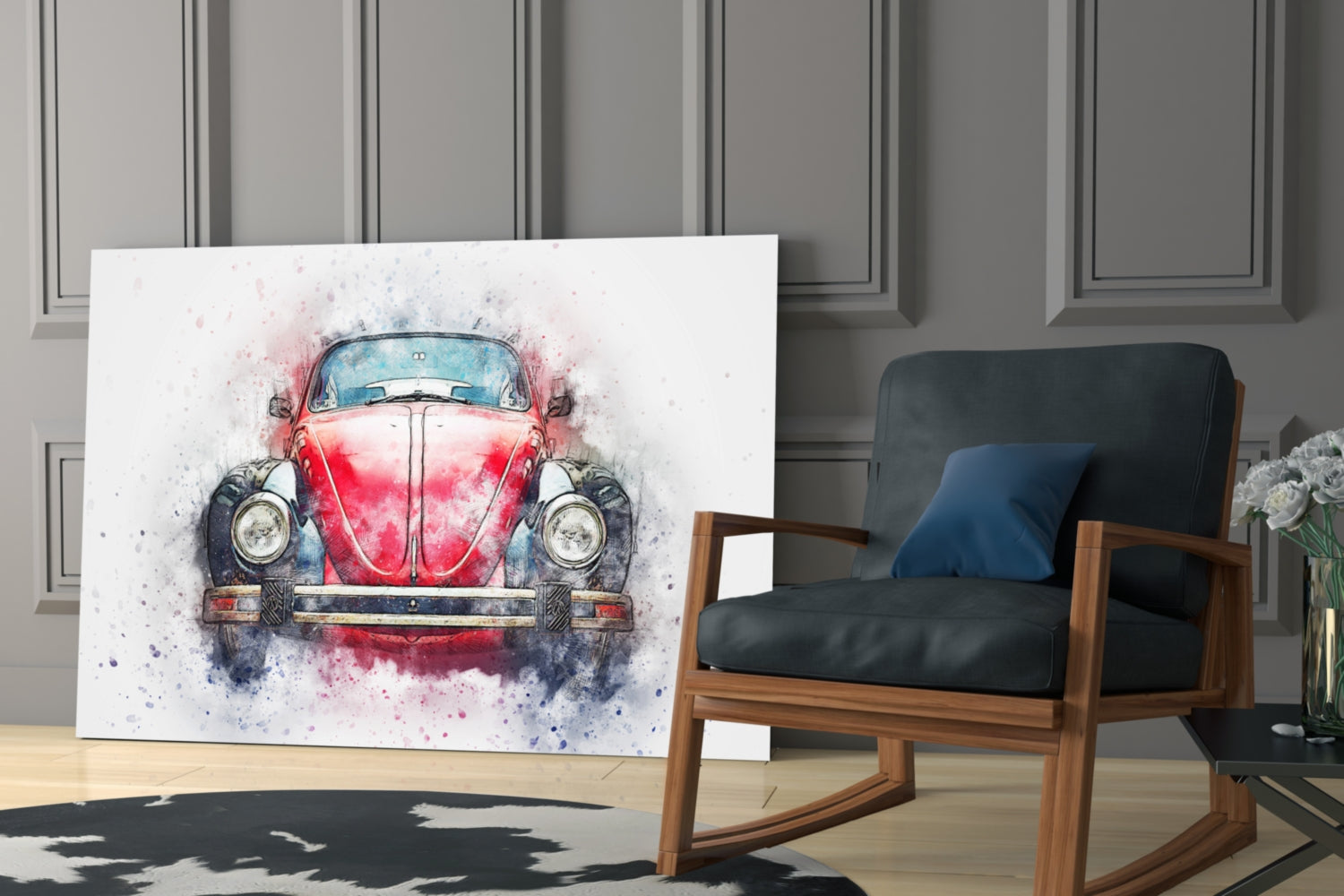 Retro Bubble Car Glass Wall Art