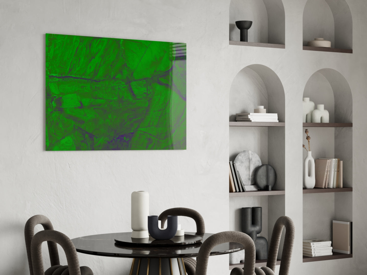 Emerald Green Cracked Paint Glass Wall Art