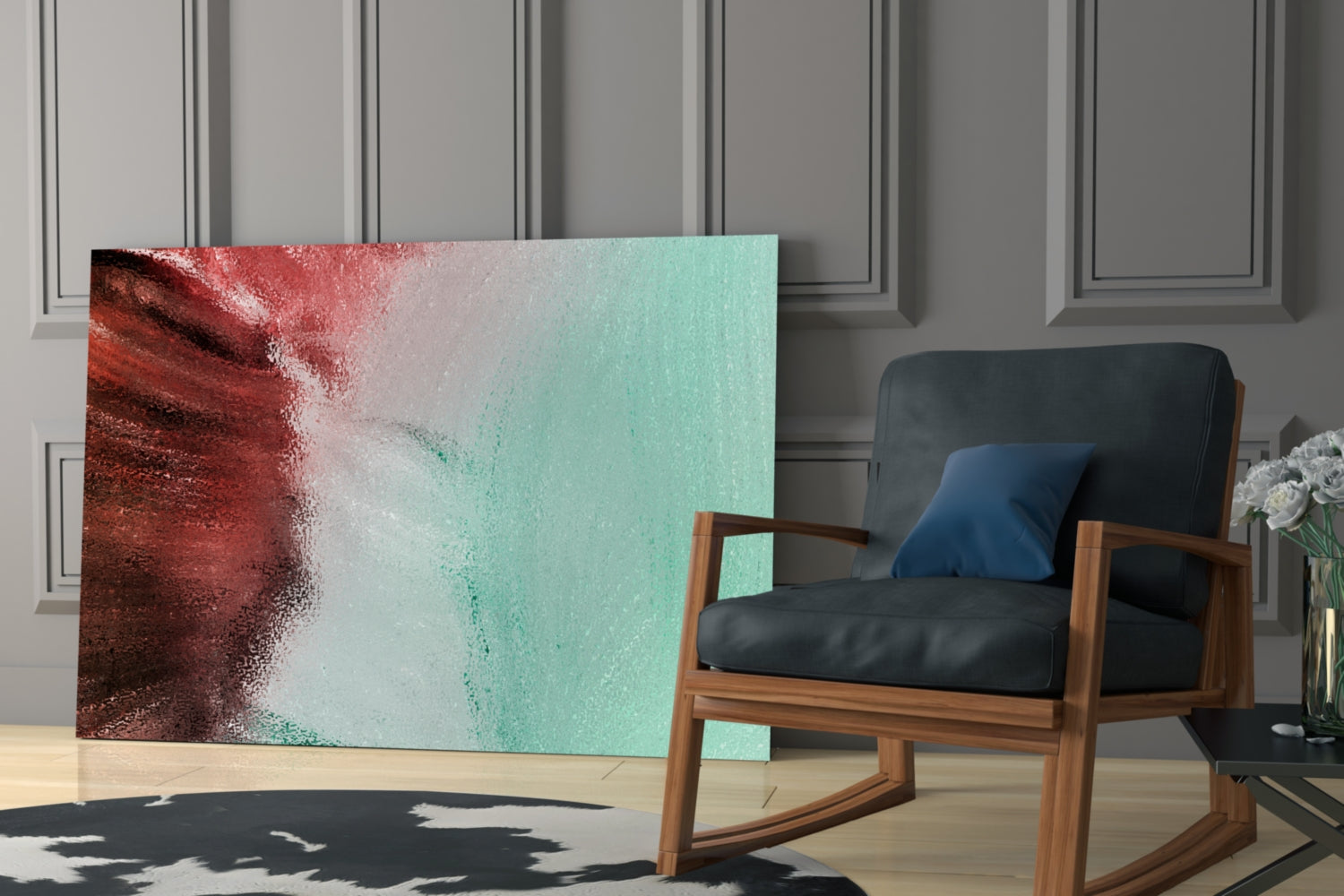 Rust Red And Mint Fade Glass Wall Art