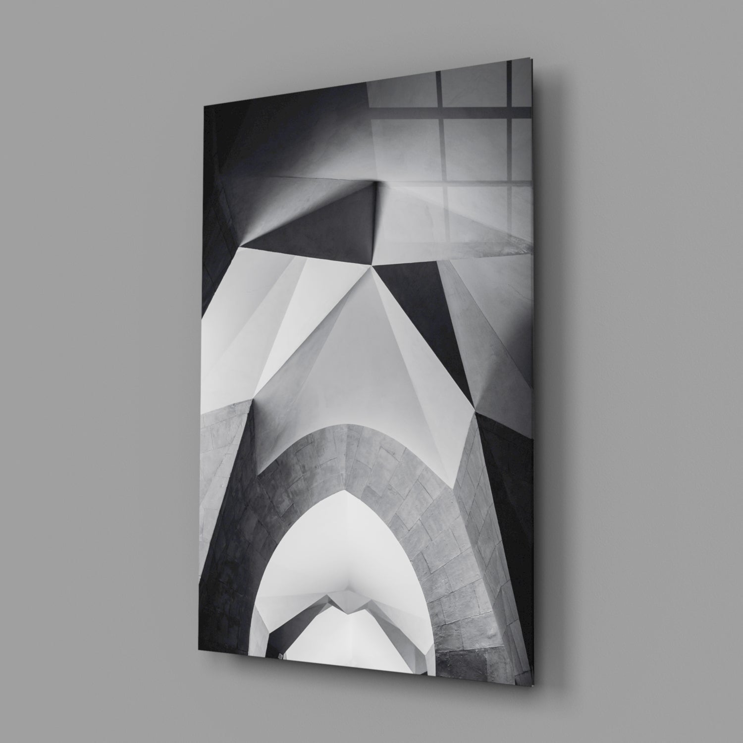 Faceted White Vault Ceiling Glass Wall Art