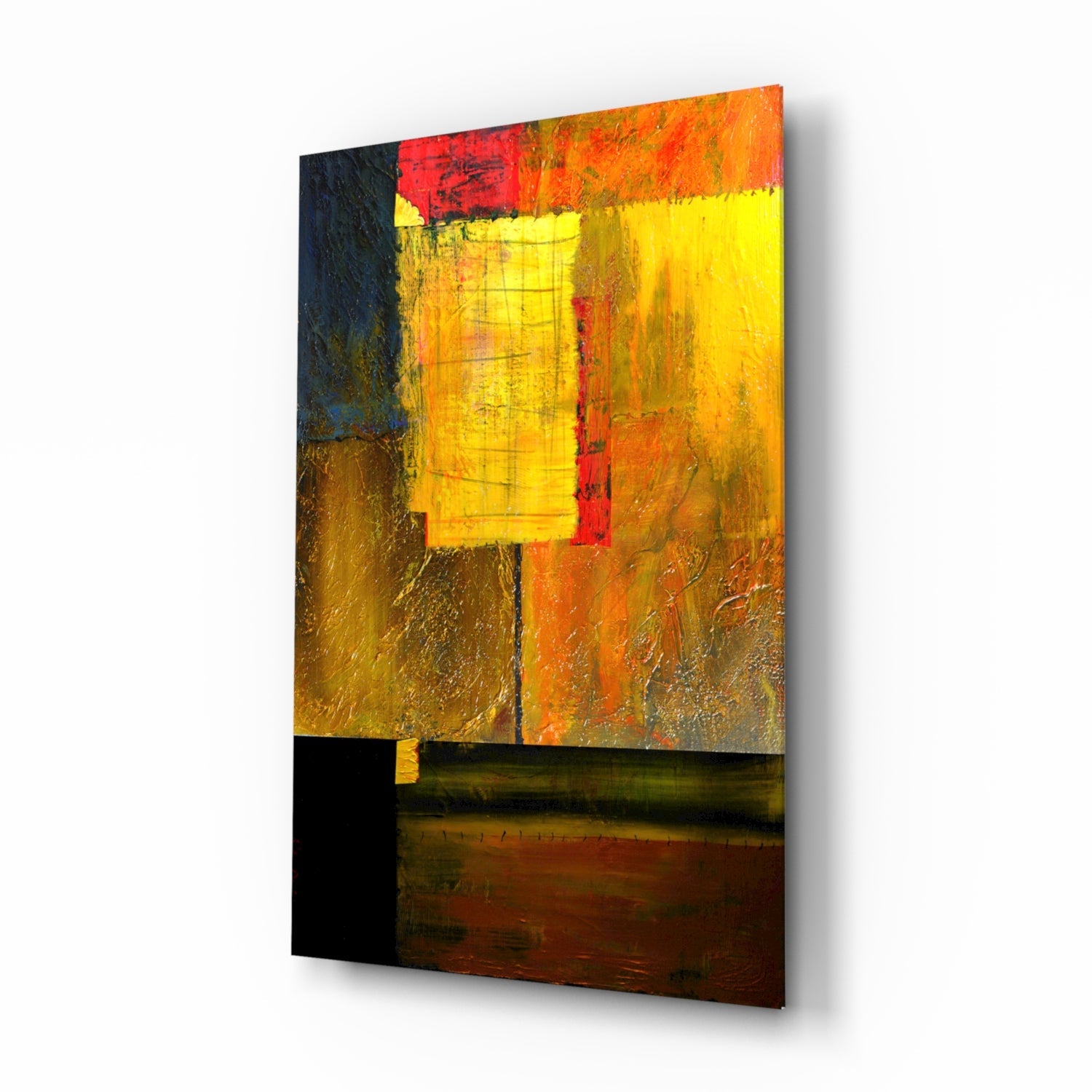 Golden Yellow Block Collage Glass Wall Art