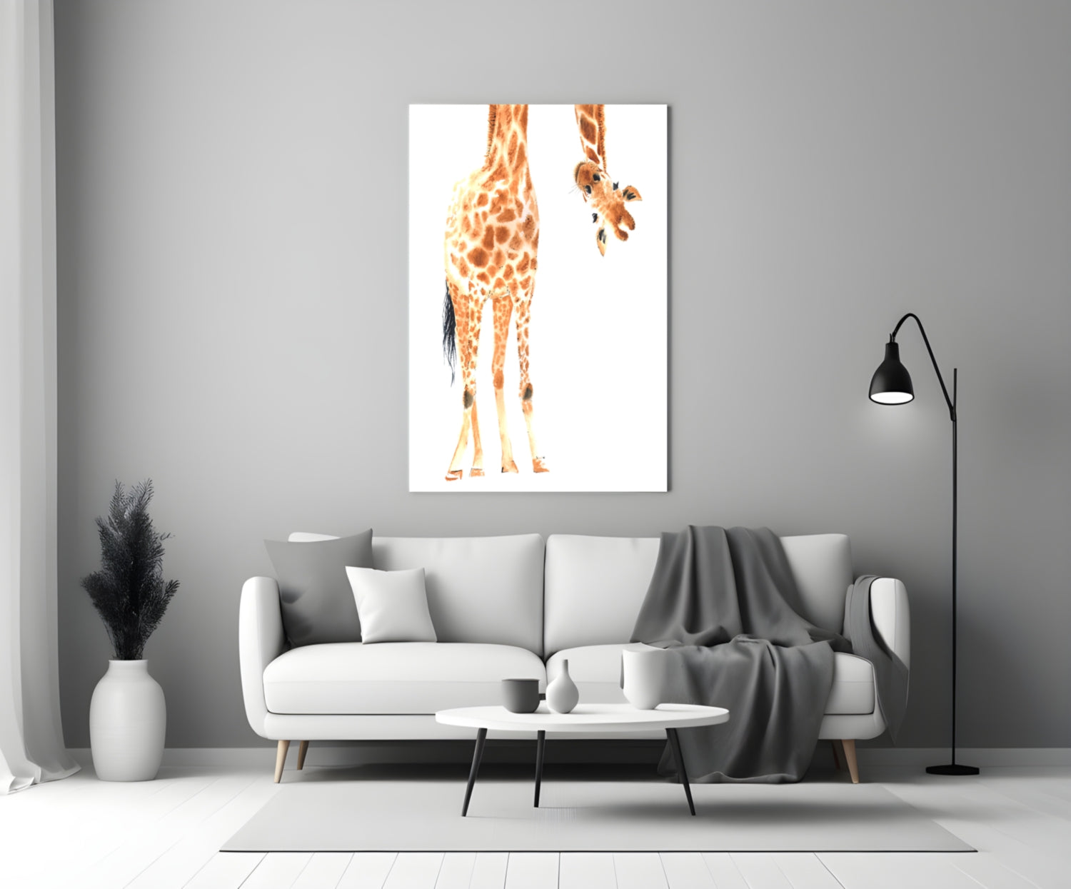Mother and Baby Giraffe Glass Wall Art