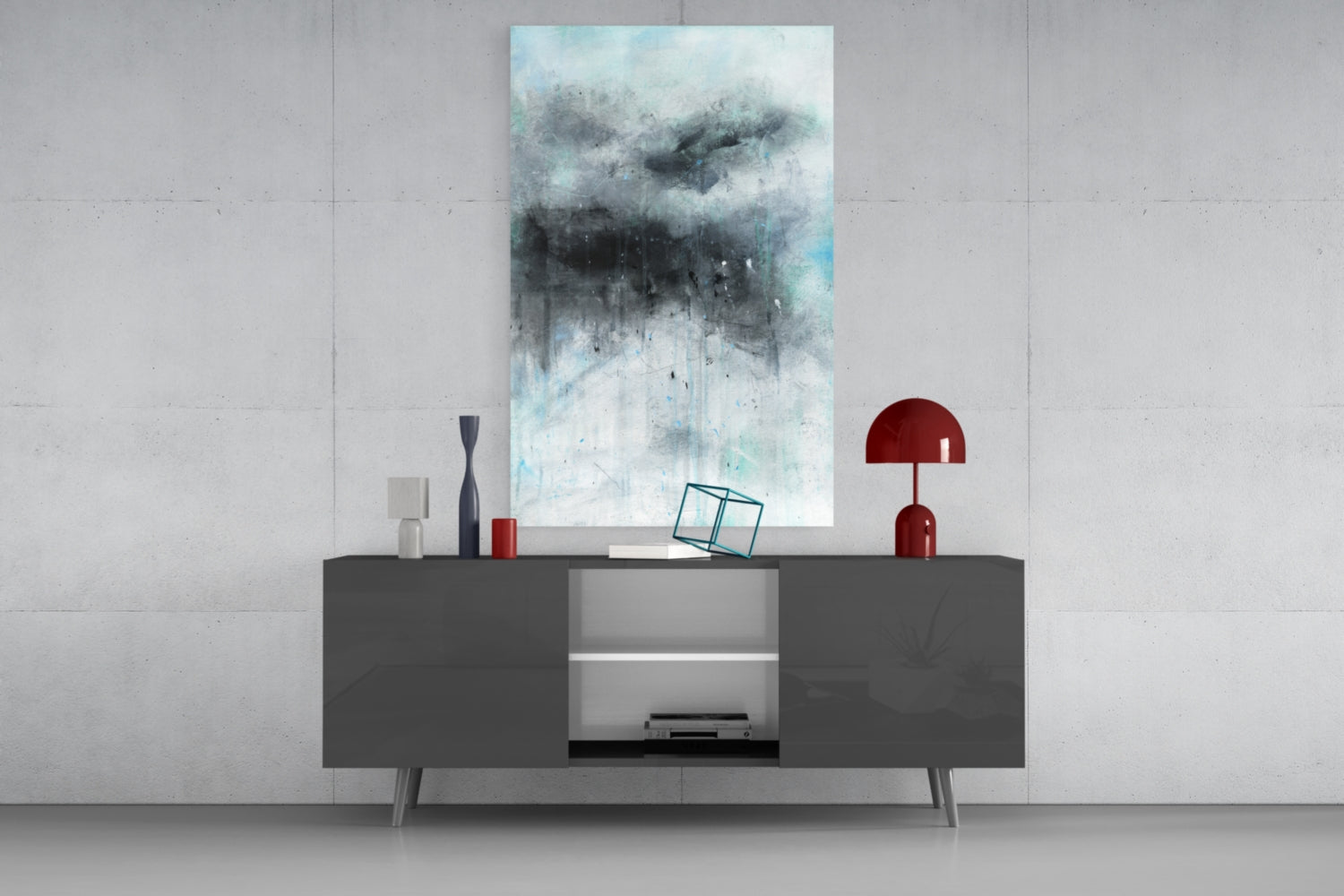 Stormy Cloud Icy Blue Glass Wall Art