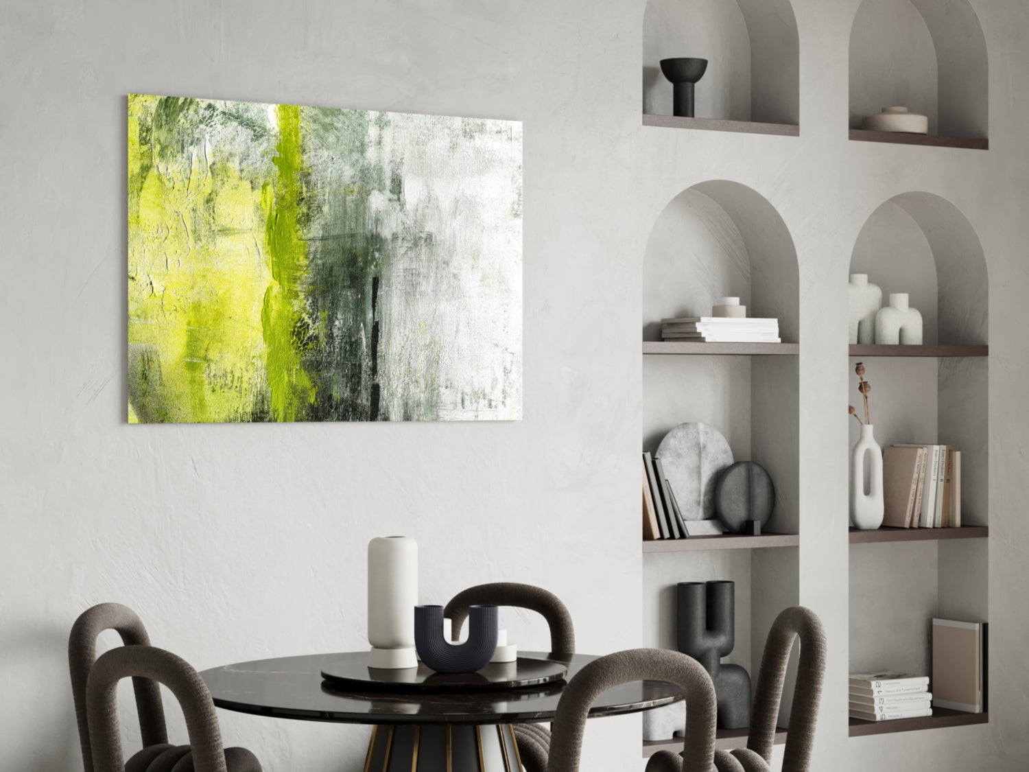 Lime Green Stripe Gray Glass Wall Art