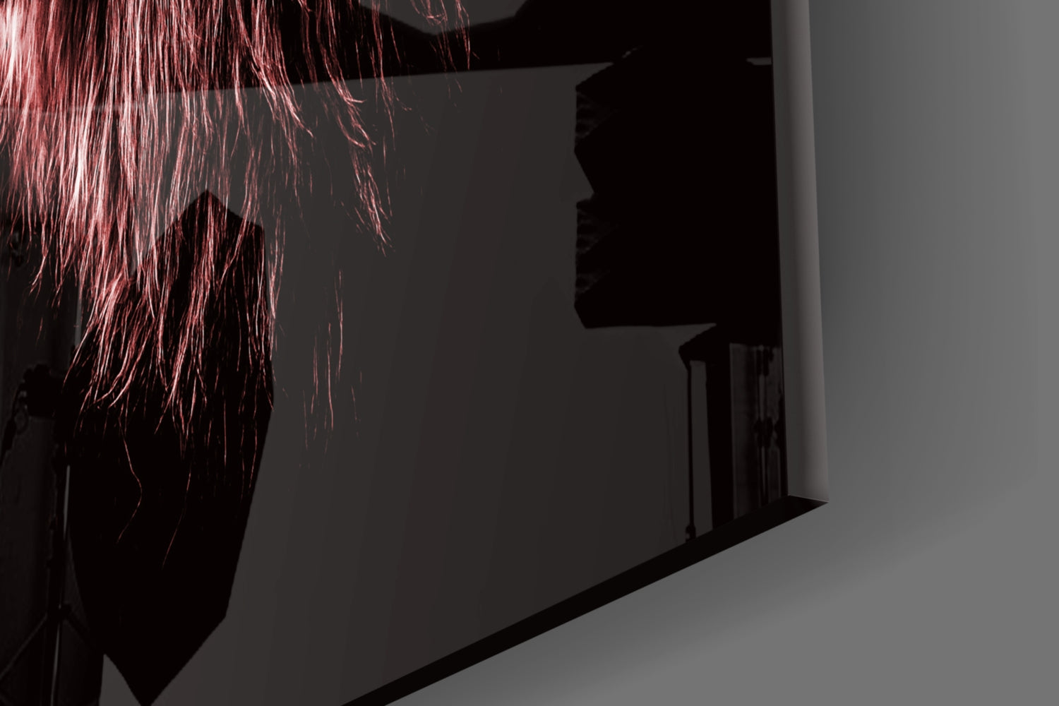 Gold Pink Facing Lions Glass Wall Art