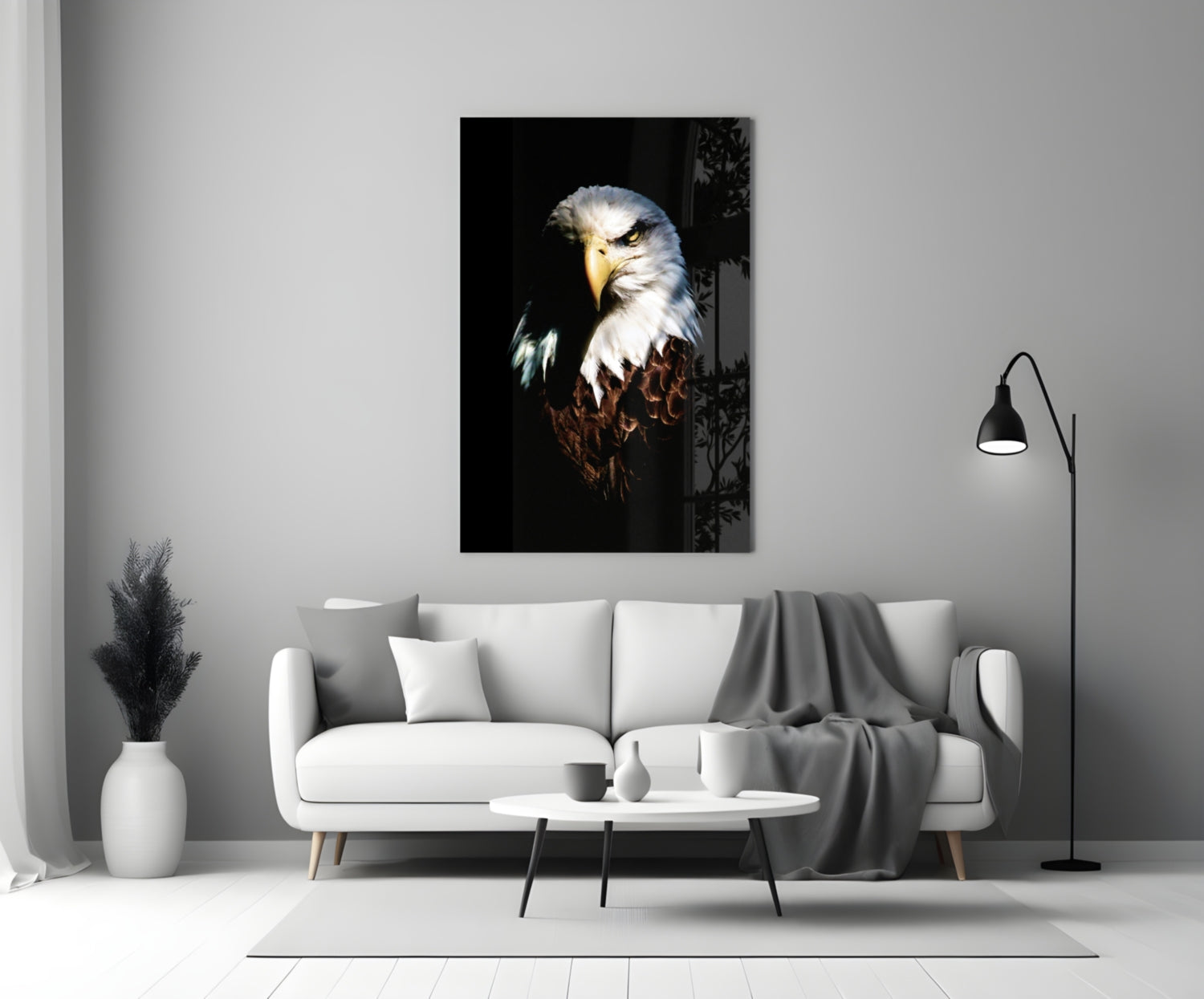 Fierce Bald Eagle Portrait Glass Wall Art