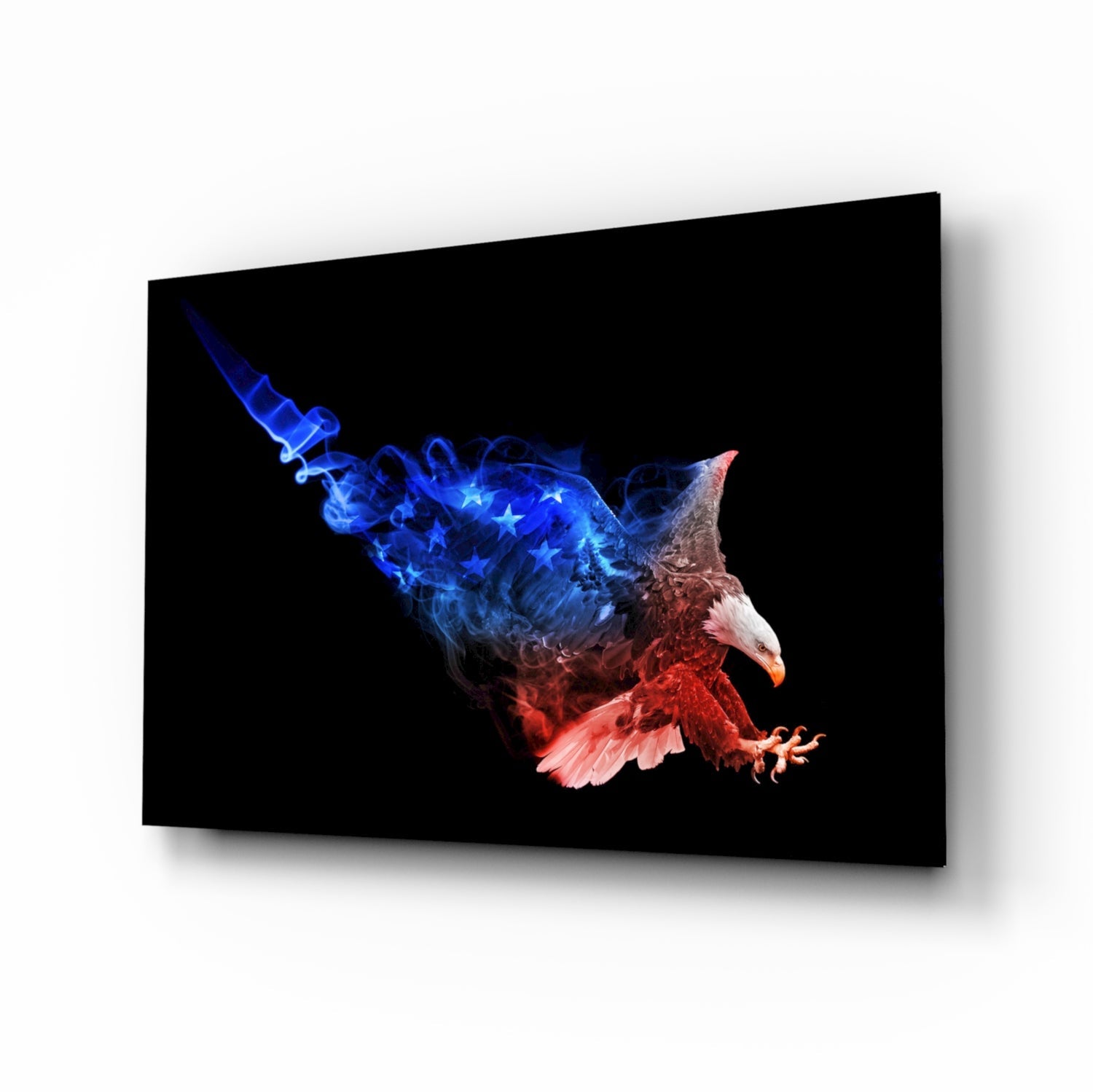 American Flag Smoke Eagle Glass Wall Art