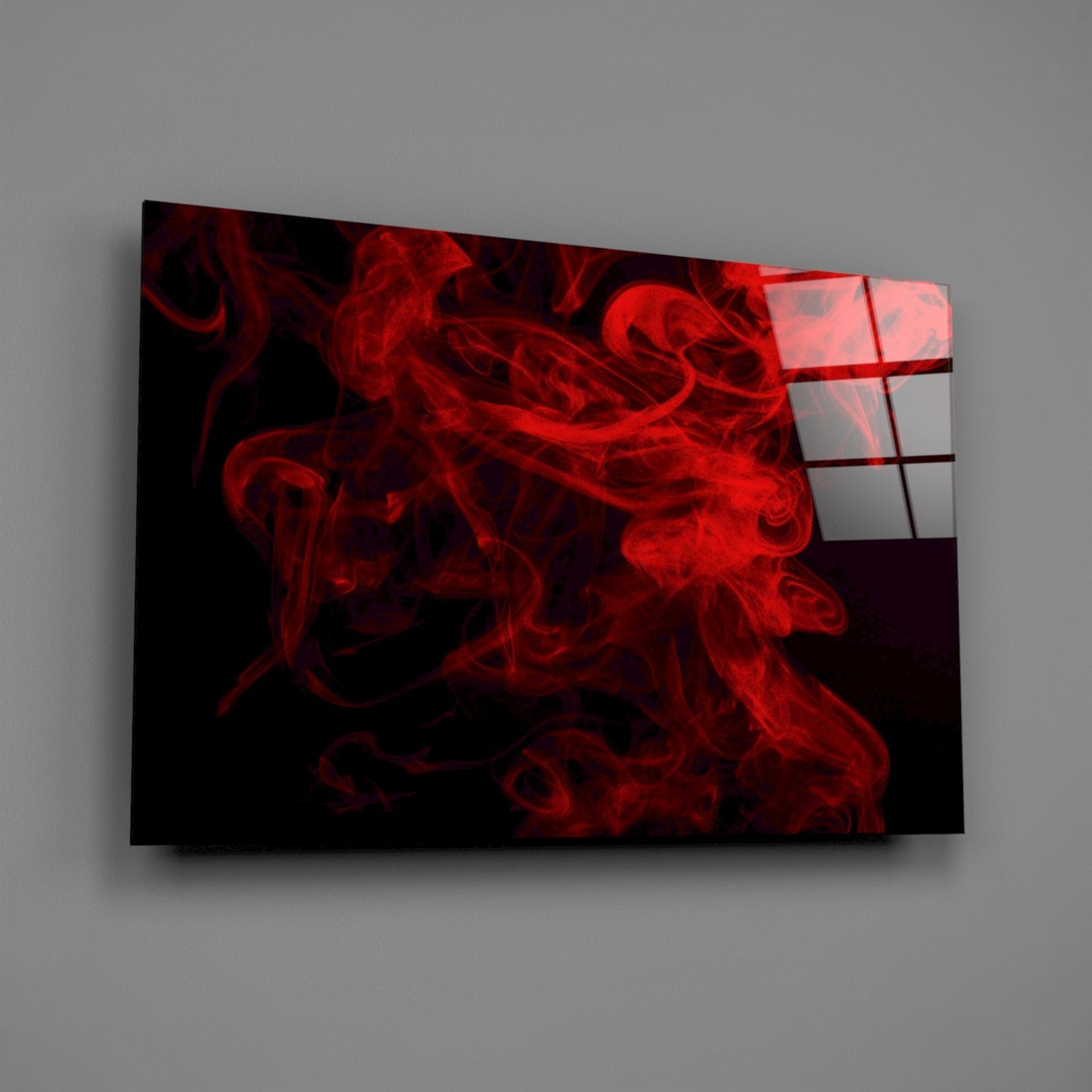 Billowing Scarlet Smoke Cloud Glass Wall Art