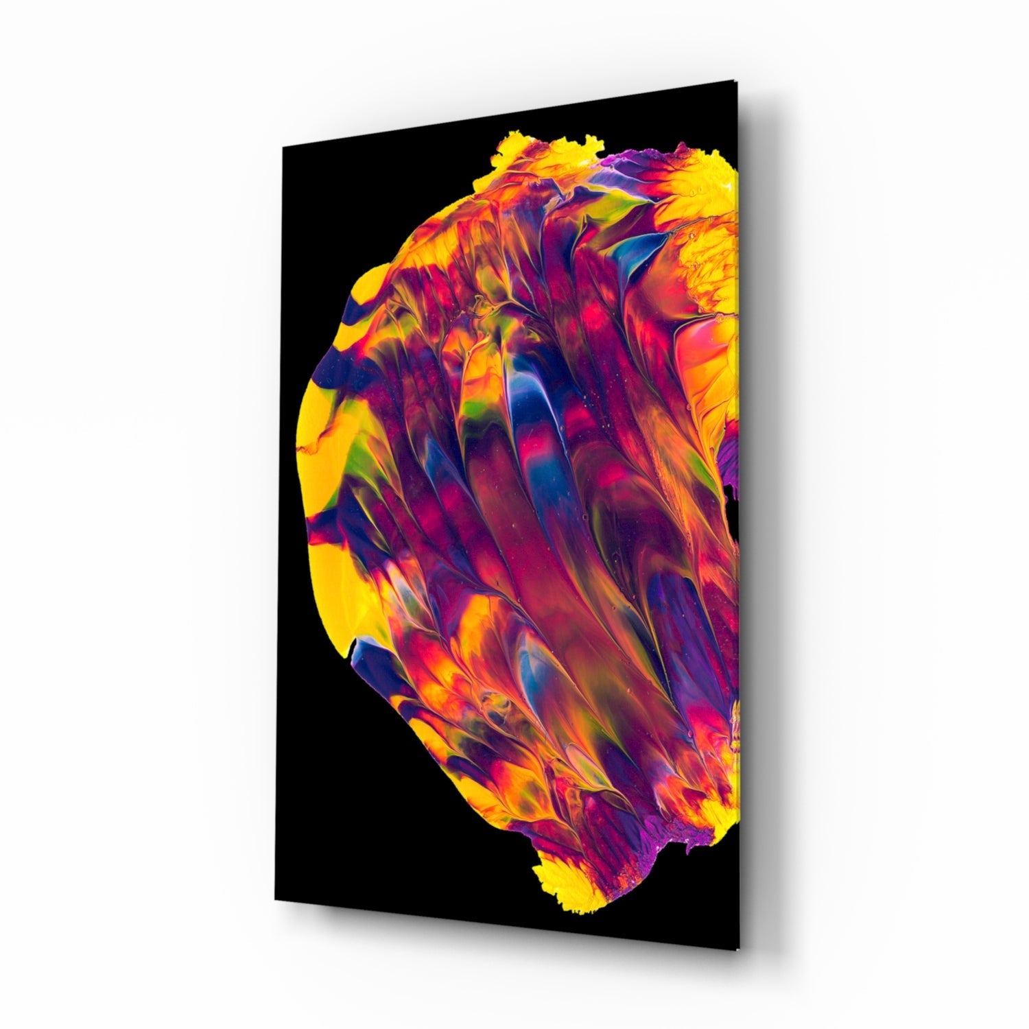 Rainbow Marbled Paint Glass Wall Art