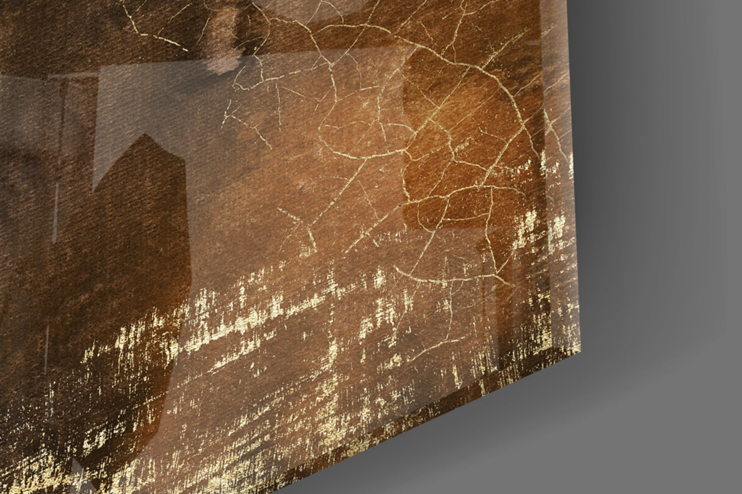 Bronze Cracked Ink Whole World Quote Glass Wall Art