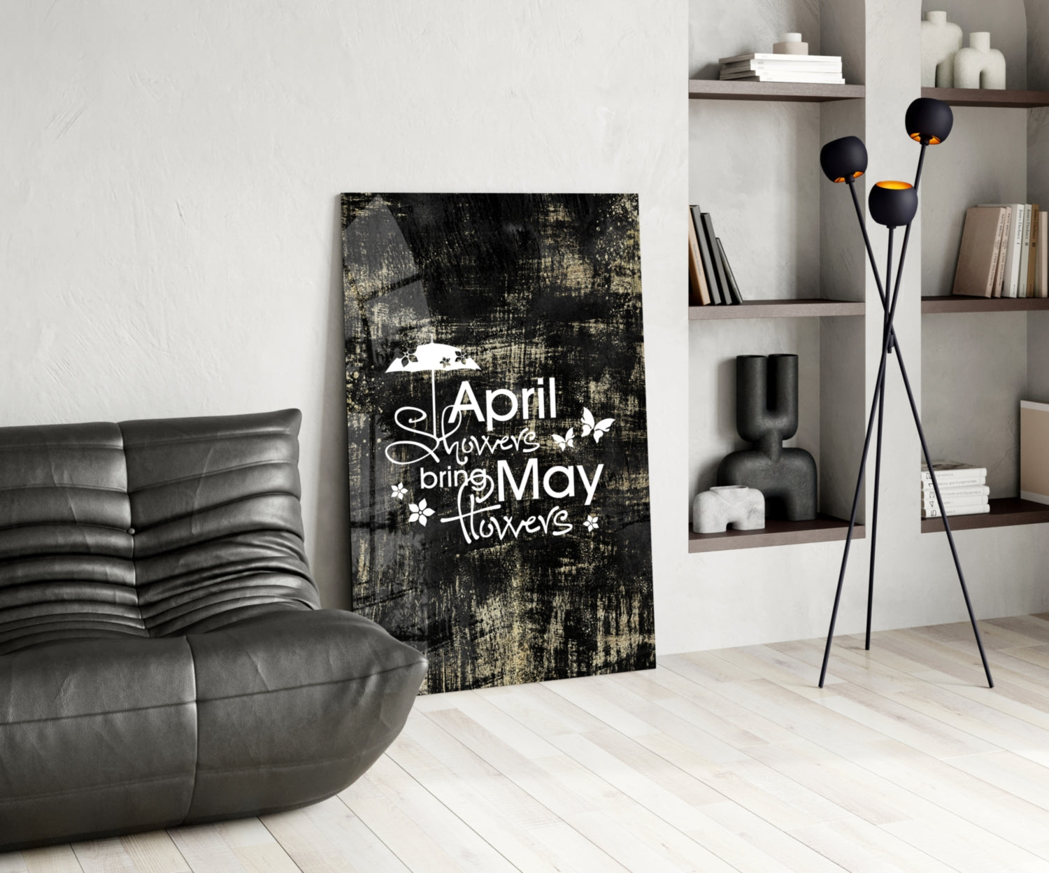 April Showers May Flowers Glass Wall Art