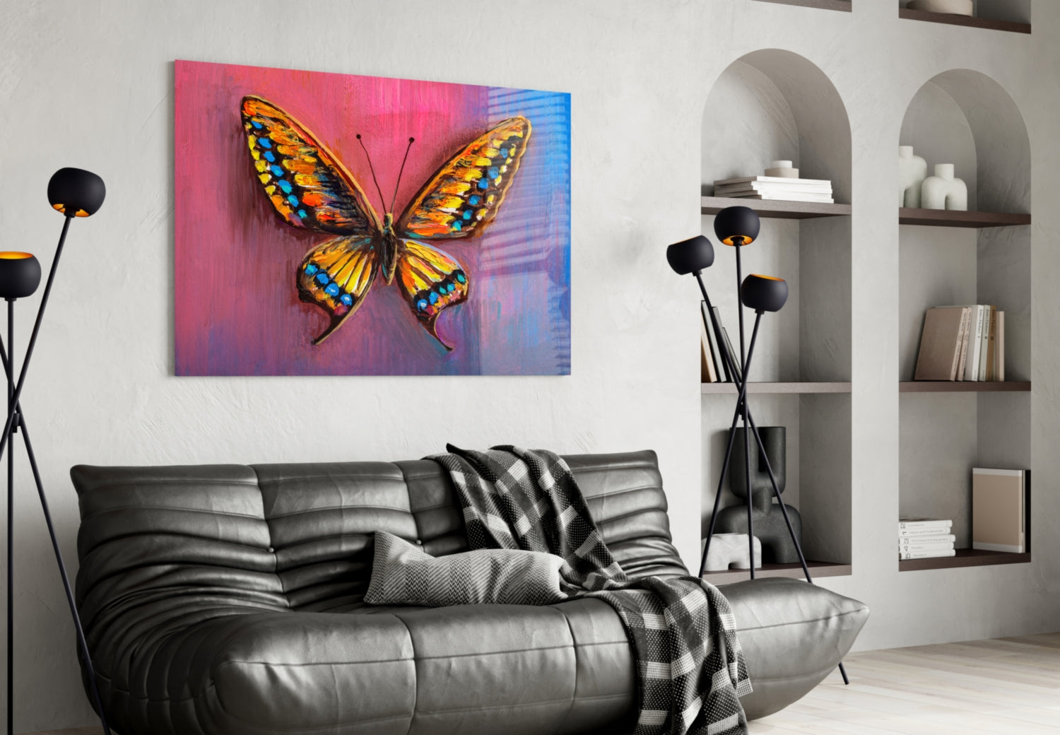 Amber Swallowtail Oil Butterfly Glass Wall Art