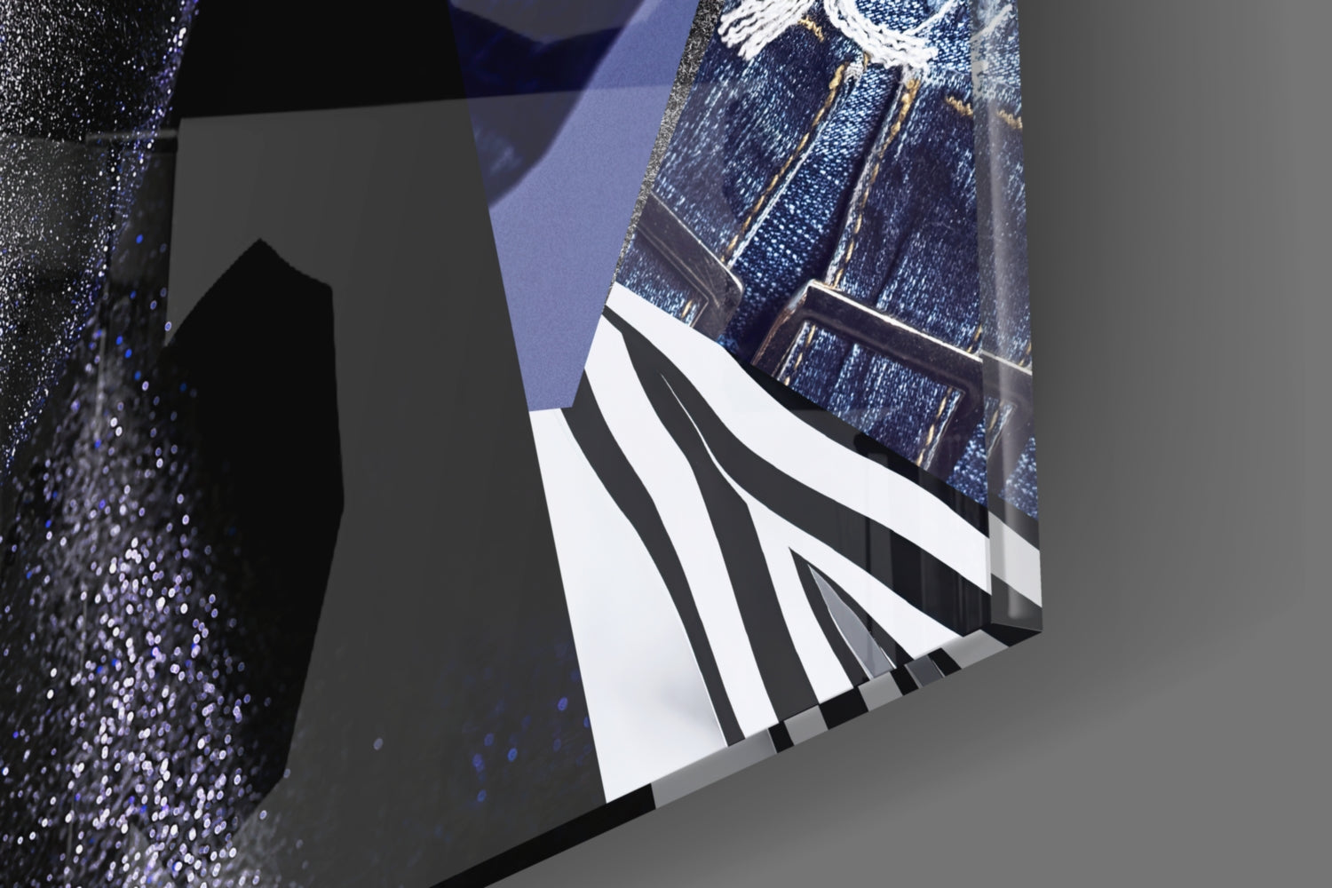 Denim Collage Split Face Glass Wall Art
