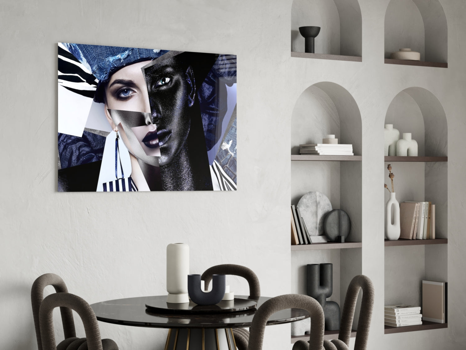 Denim Collage Split Face Glass Wall Art
