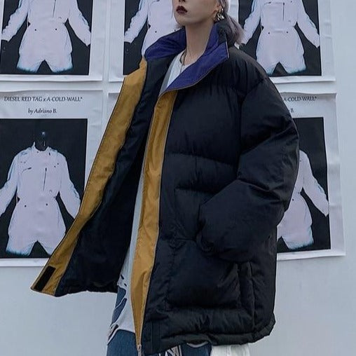 Winter Jacket Female Coat Patchwork Windbreaker Women Padded Zipper Outwear Parka Thick Streetwear