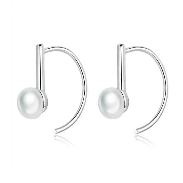 nowadaysfashion Sterling Silver Elegant Round Pure Love Pearl Drop Earrings