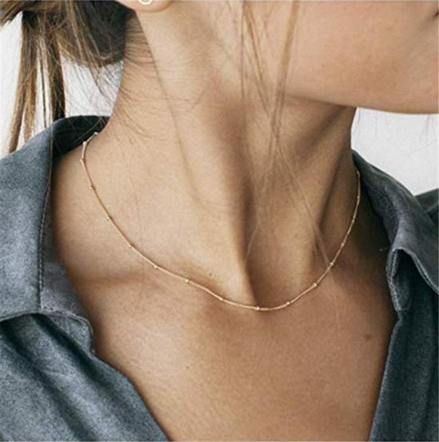 29 stylish Gold necklace on neck Gold chain Women&