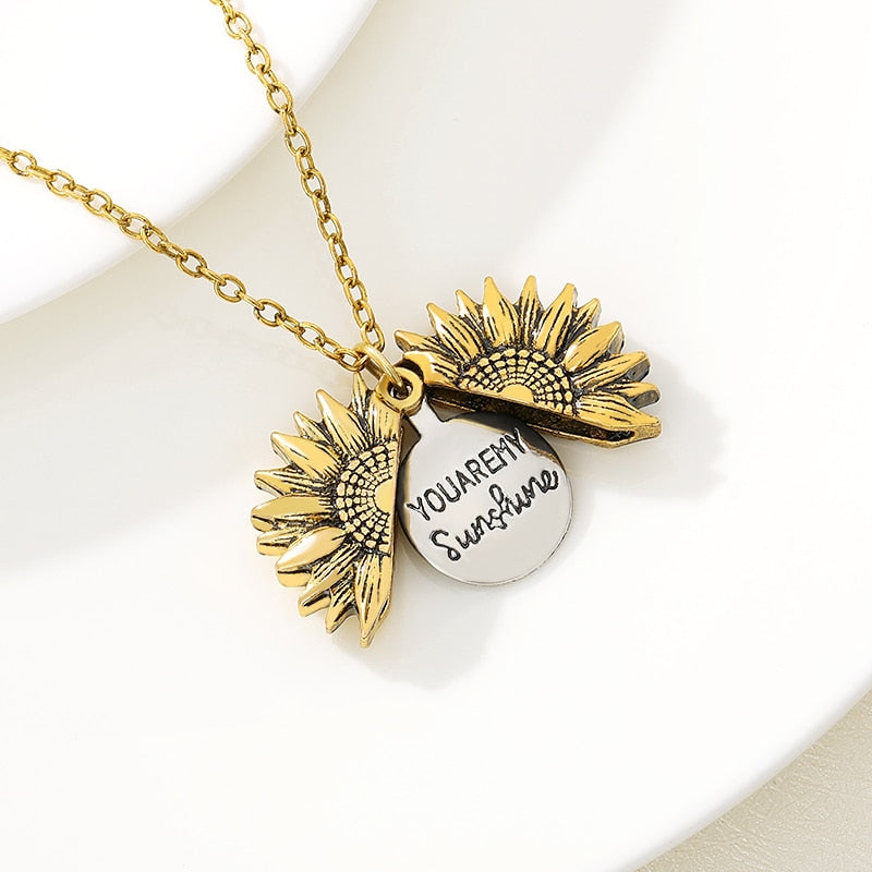 You Are My Sunshine Sunflower Necklaces For Women Gifts Rose Gold Color Fashion Jewelry