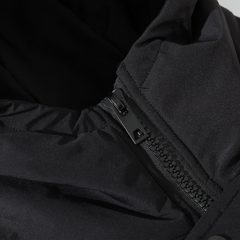 2021 Winter Thick Jacket Solid Ladies Long Coats with Zippers Hooded Single Breasted Parkas