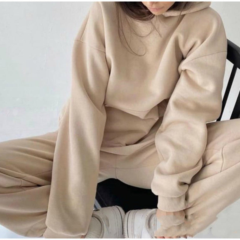Tracksuit Fleece Sweatshirts Two Piece Set Oversized Sports Hoodie Suit