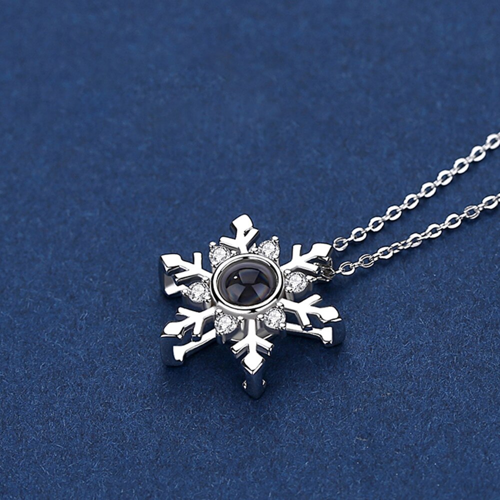 Personalized Projection Necklace Custom Photo Jewelry Women Snowflake Pendant
