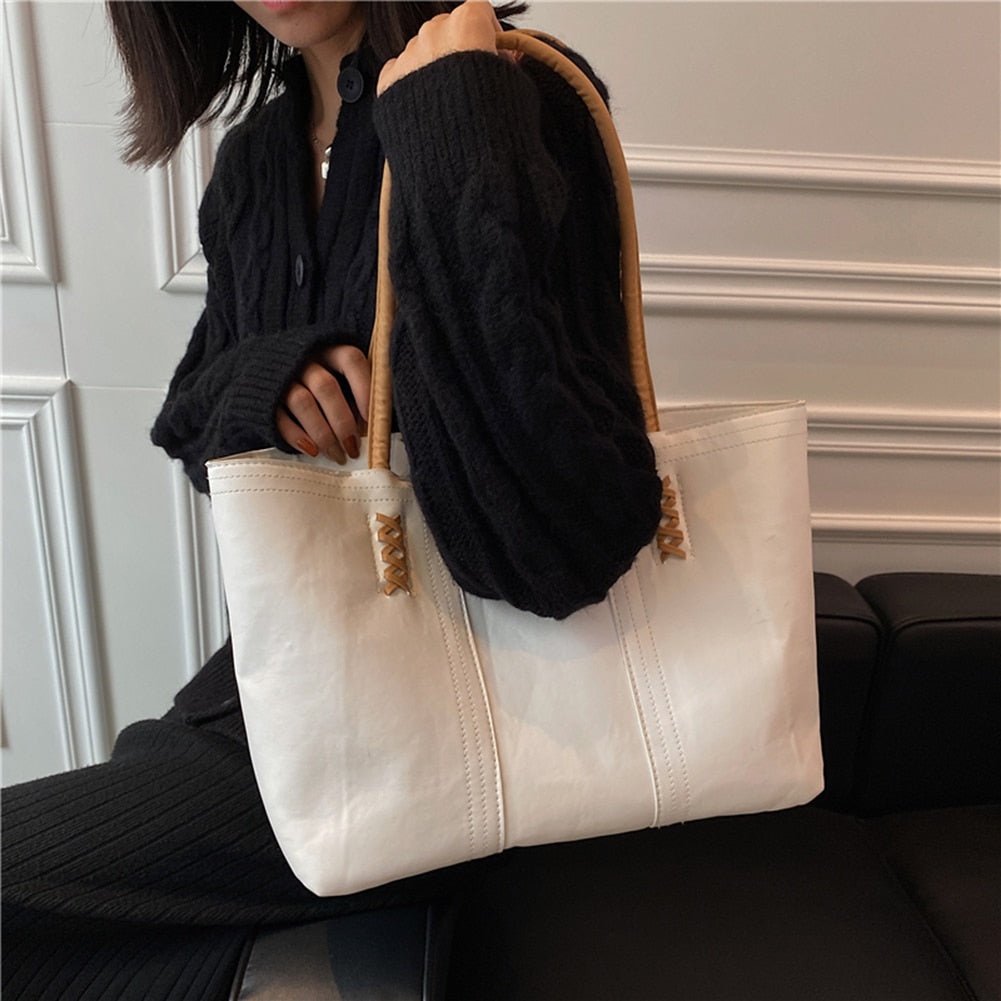 Fashion Women PU Leather Solid Color Shoulder Shopping Bag