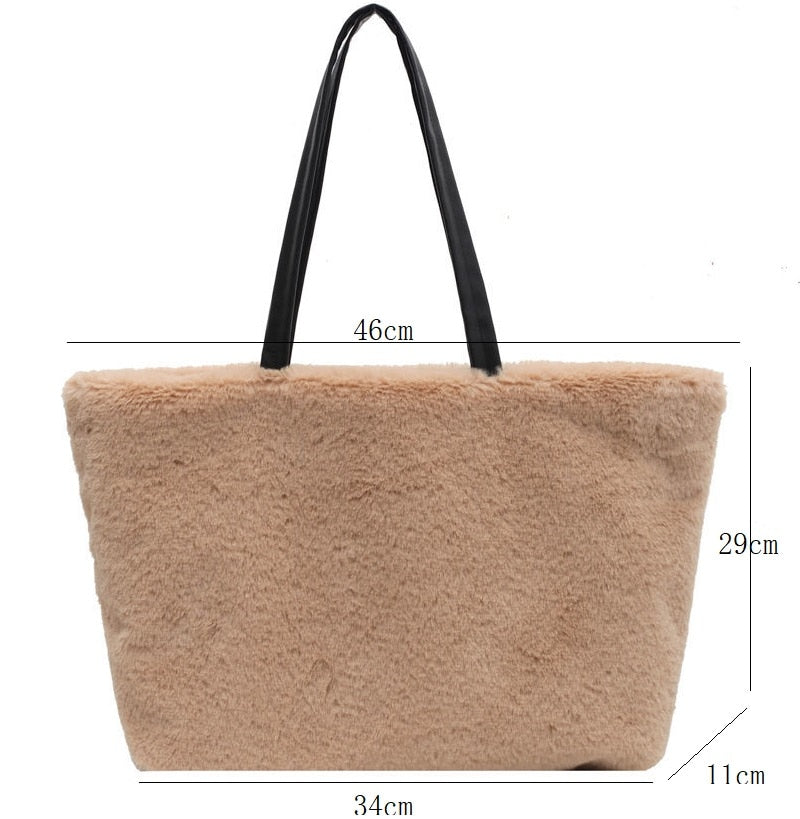 Large Tote Winter Plush Bags For Women Fashion 2021 Furry Shoulder