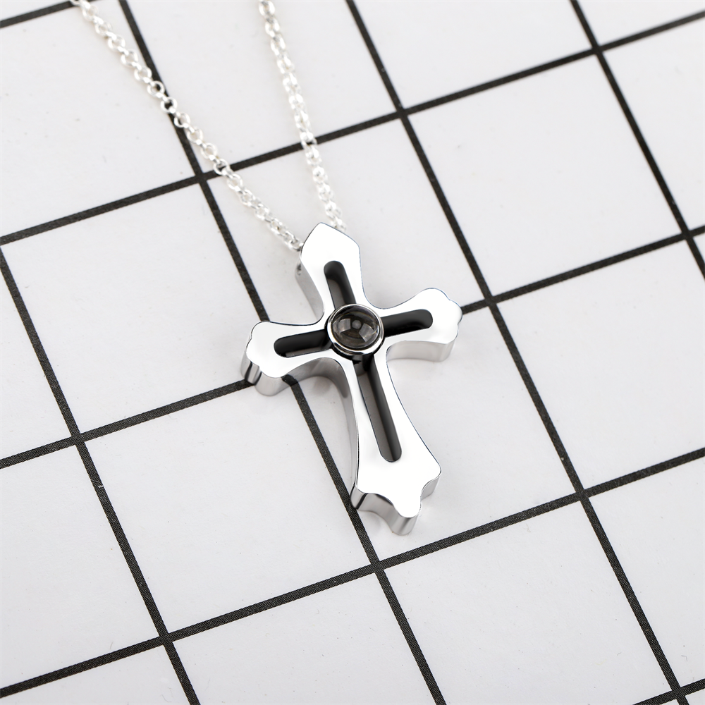 Personalized Custom Photo Name Cross Style Projection Necklace Pendant Necklaces