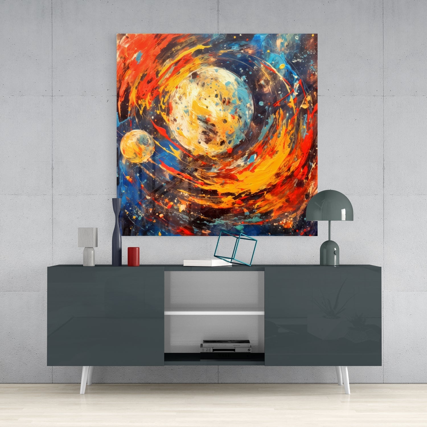 Space Splash Glass Wall Art|| Designer&
