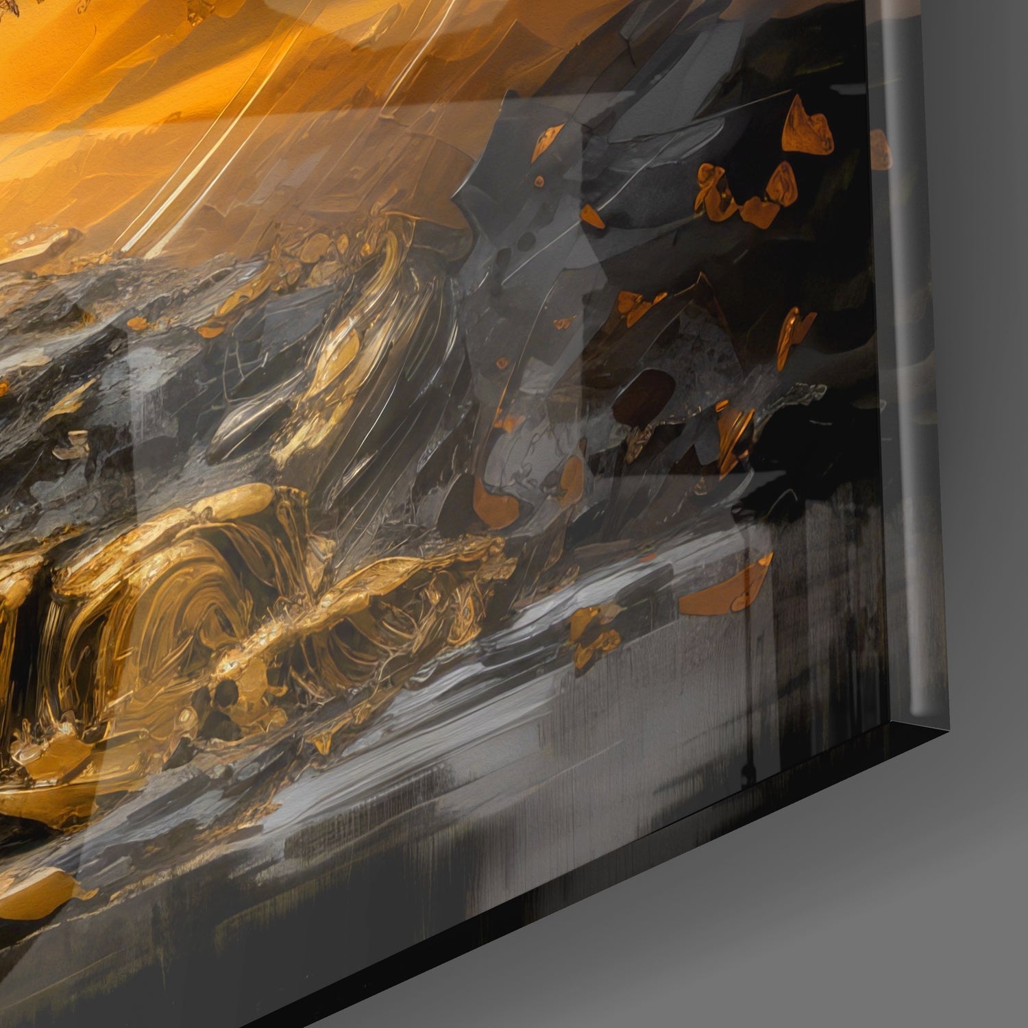 Golden Blossom Tree Of Life Sun Disc Glass Wall Art