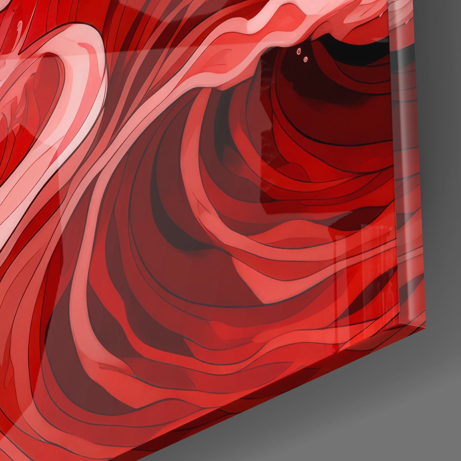 Red Waves Glass Wall Art|| Designer&