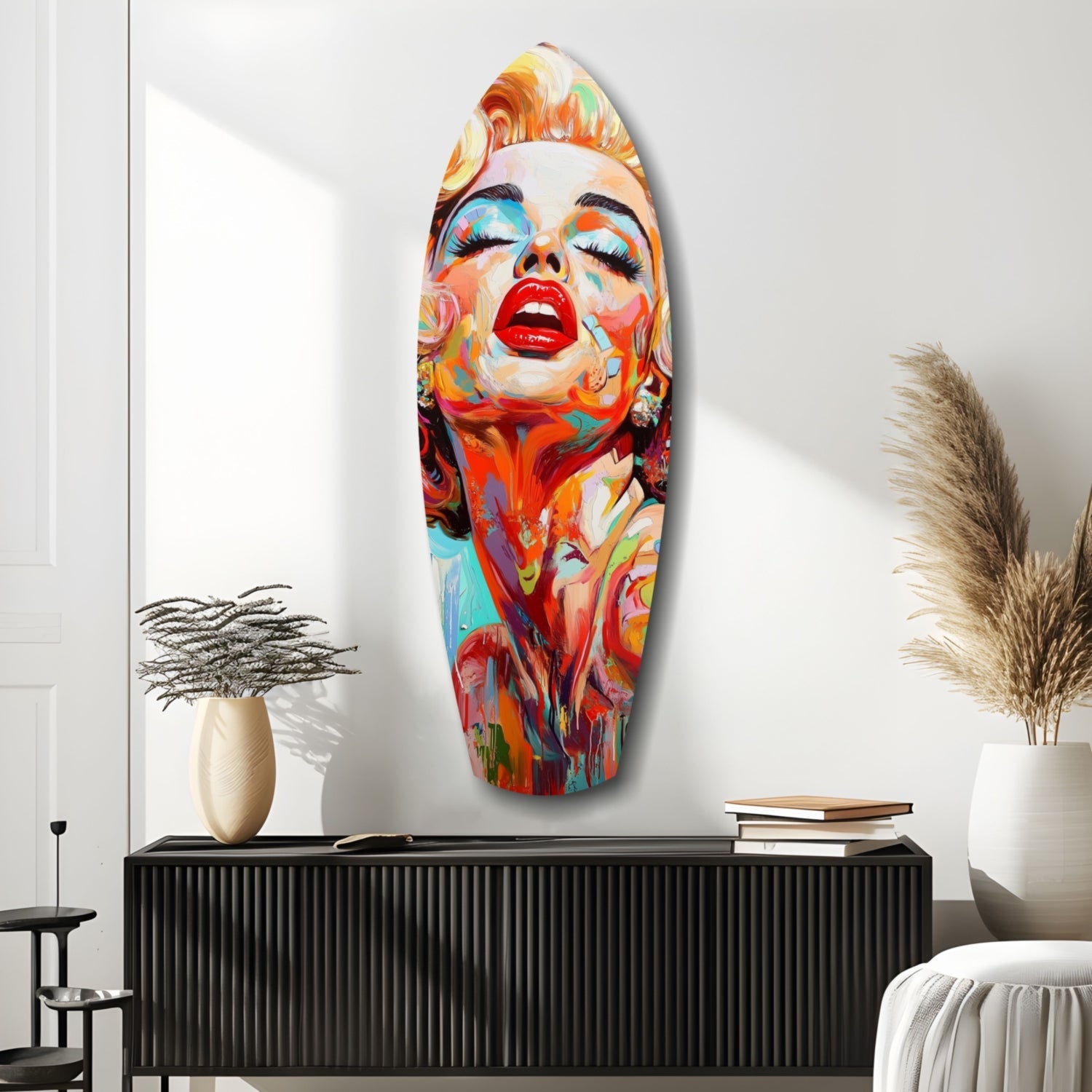 Palette Knife Blonde Diva Portrait Glass Wall Art