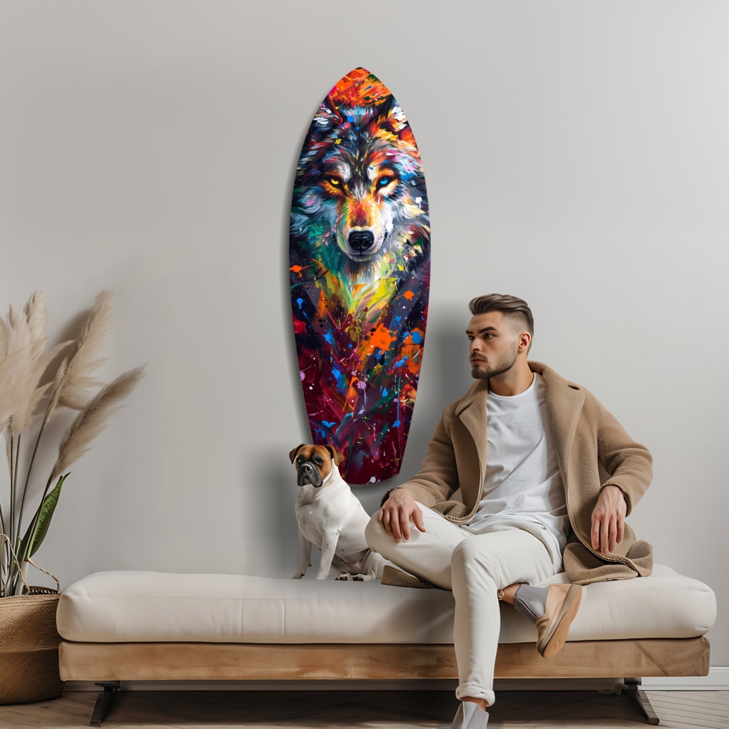 Alone Wolf V3 Glass Wall Art