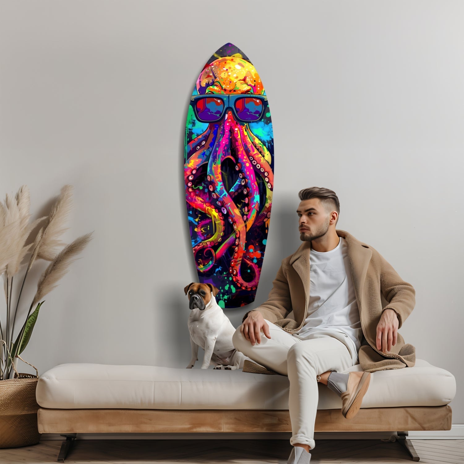 Mr Octopus Glass Wall Art