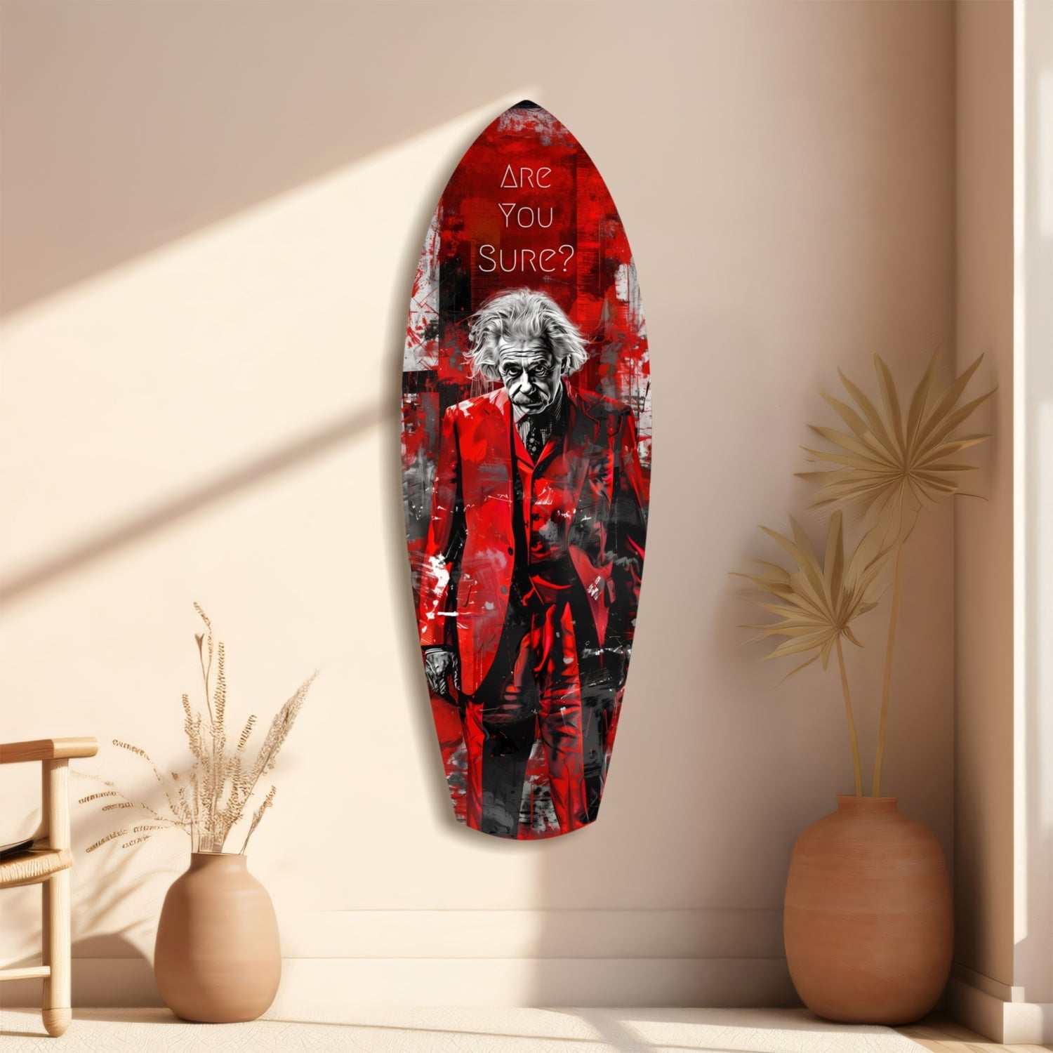 Crimson Collage Are You Sure Surfboard Glass Wall Art
