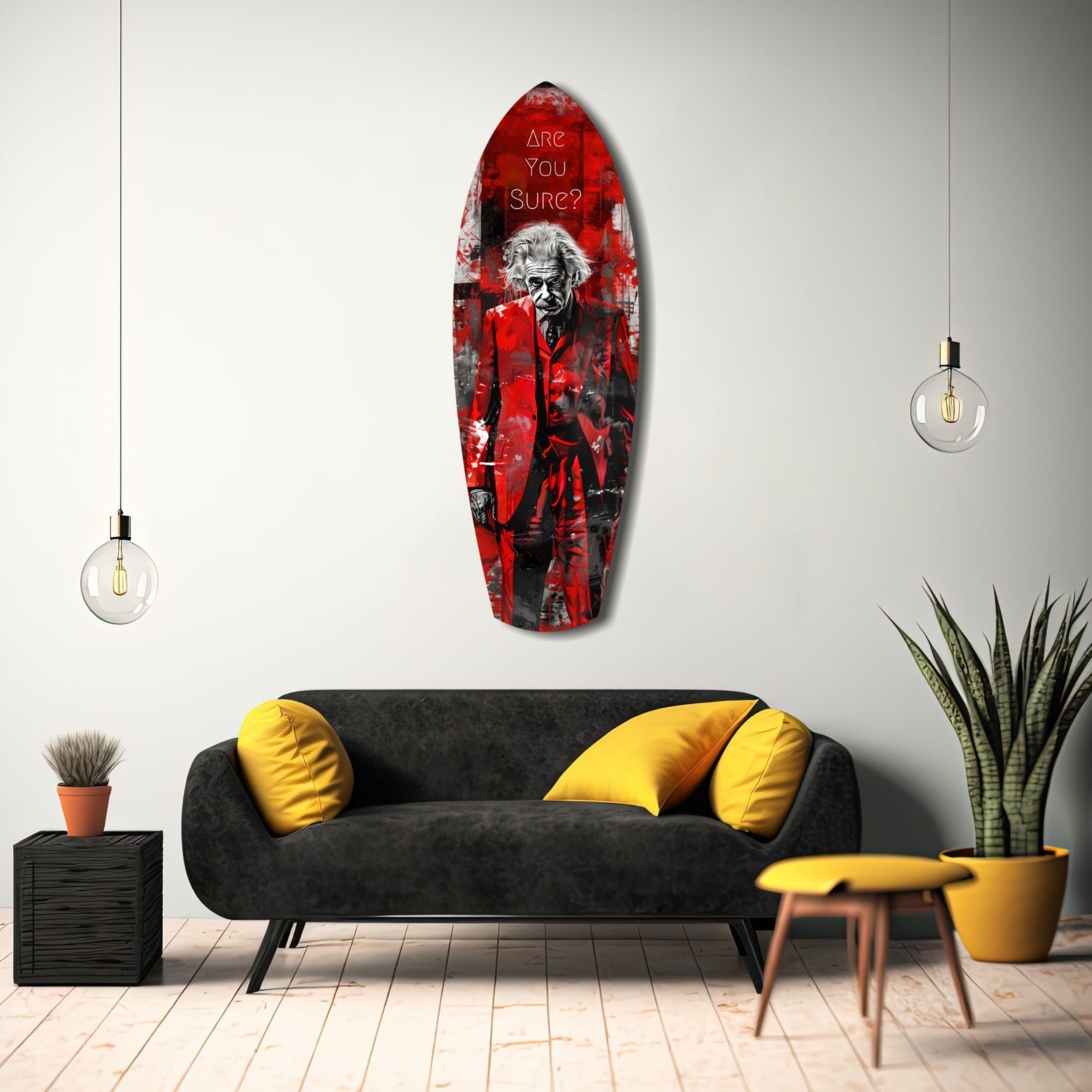 Crimson Collage Are You Sure Surfboard Glass Wall Art