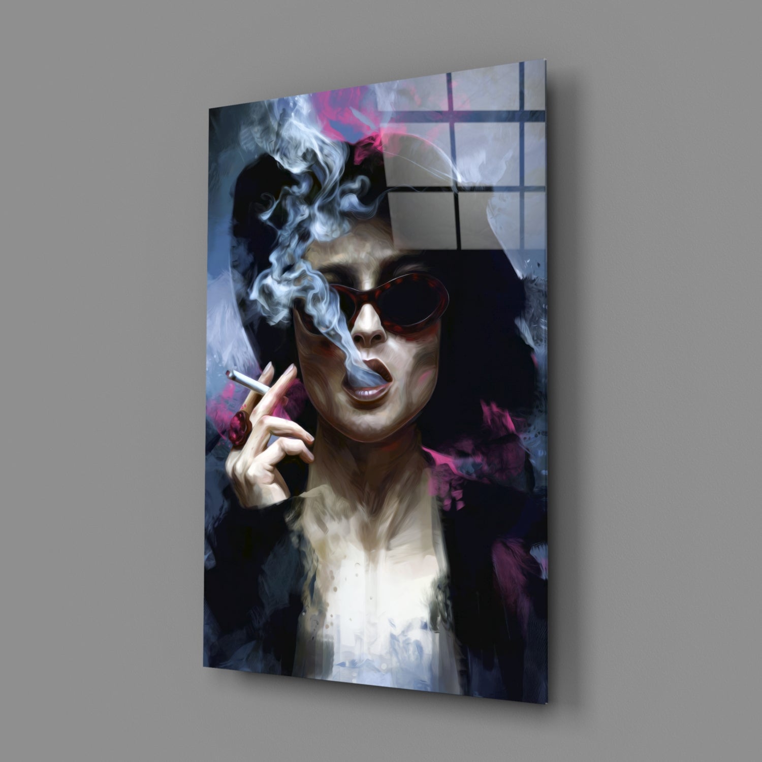 Smoking Rebel Muse Glass Wall Art