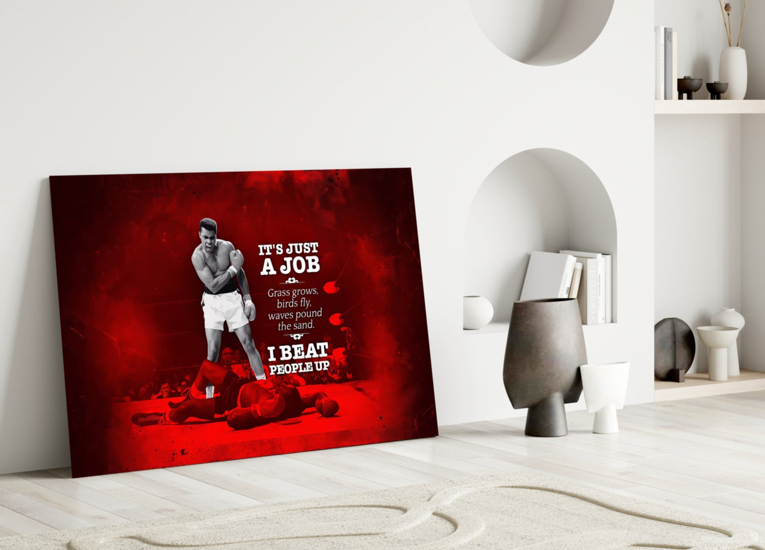 Crimson Boxer Quote Poster Glass Wall Art