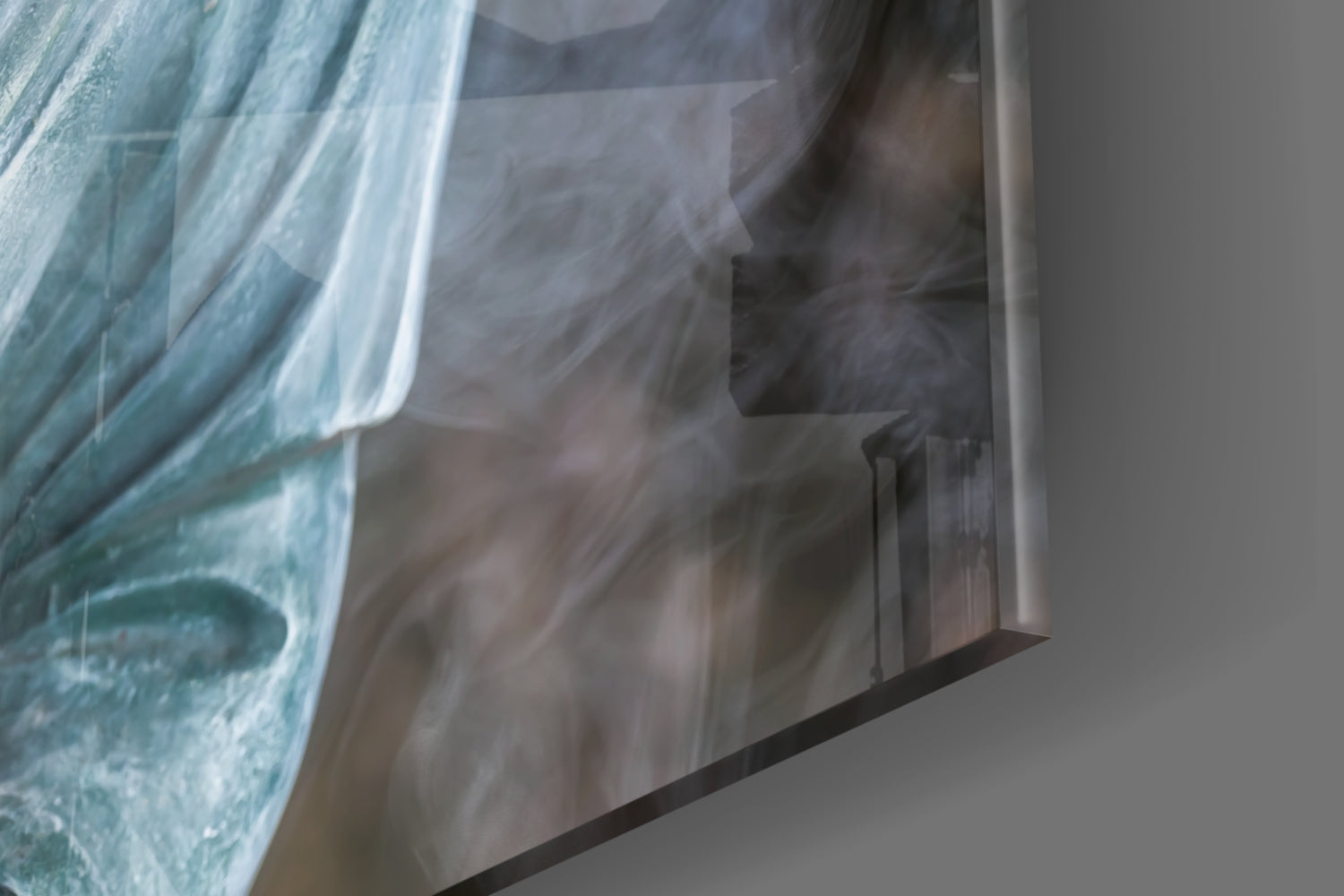 Smoky Jade Buddha Statue Glass Wall Art