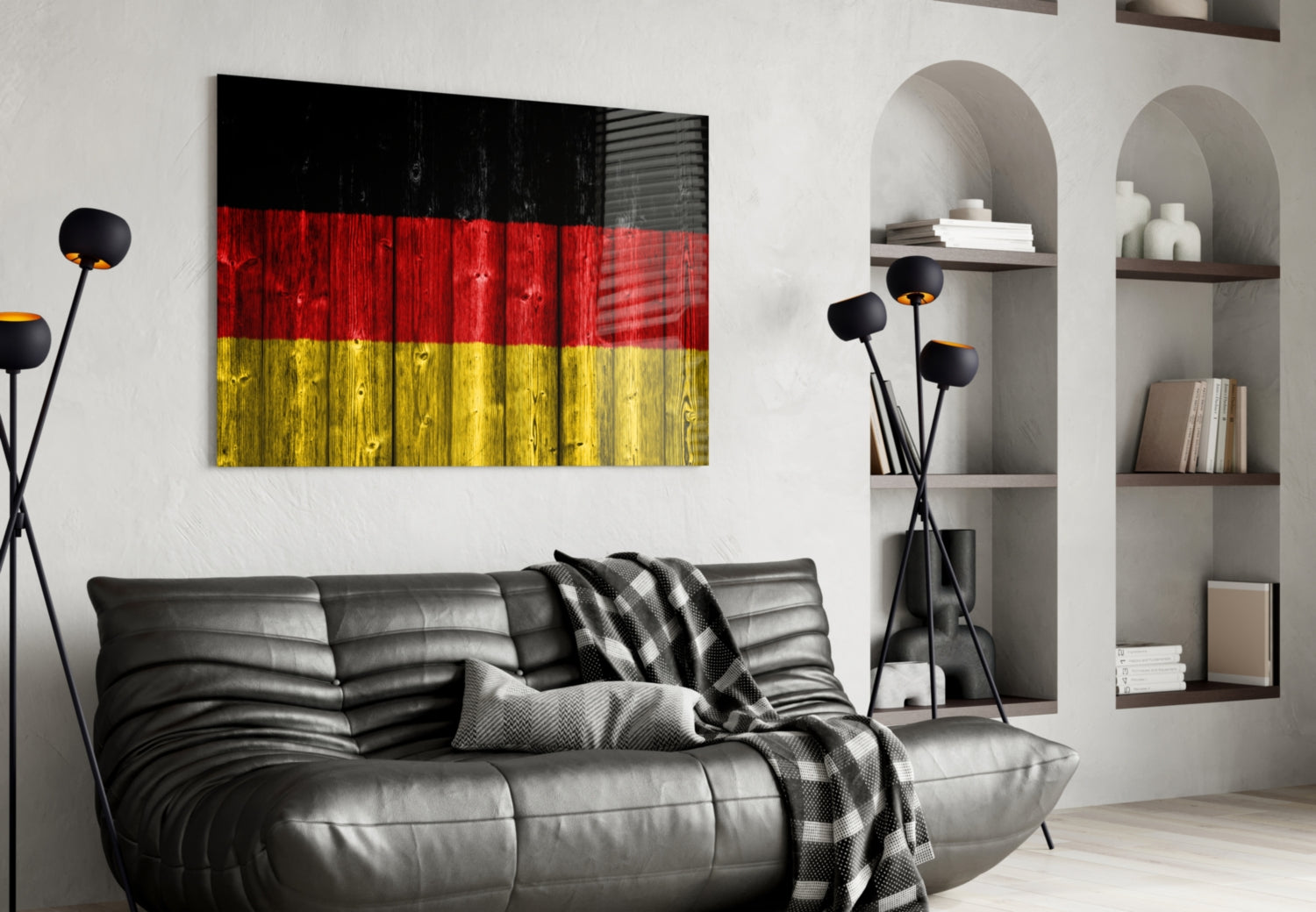 German Flag On Weathered Wood Planks Glass Wall Art