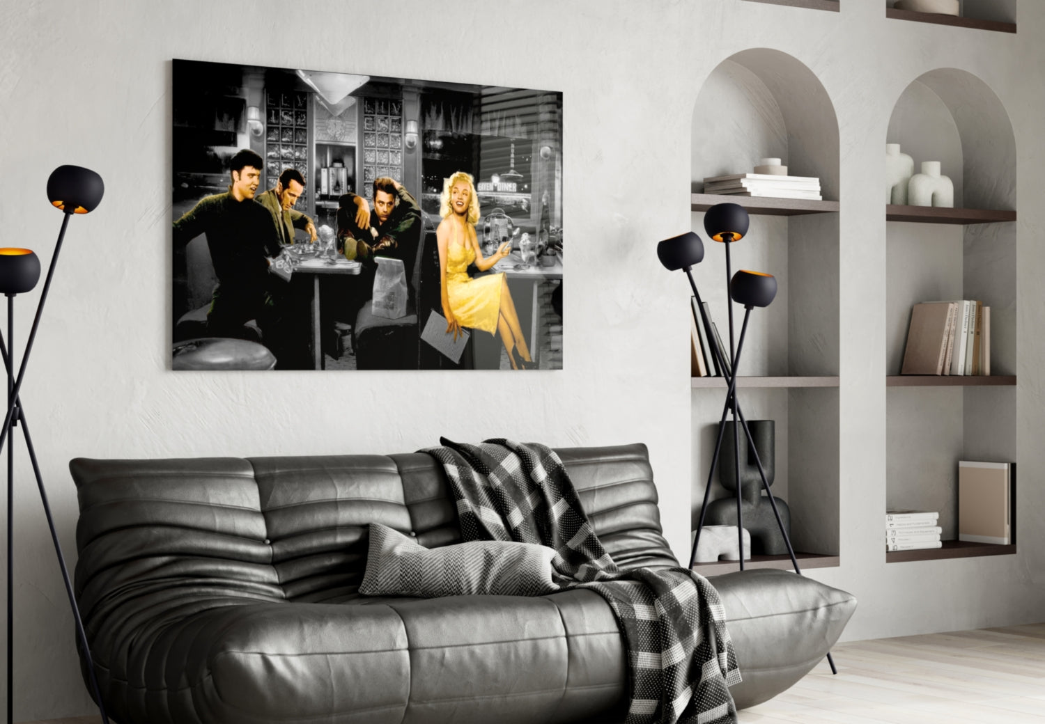 Retro Icons at the Cafe Glass Wall Art