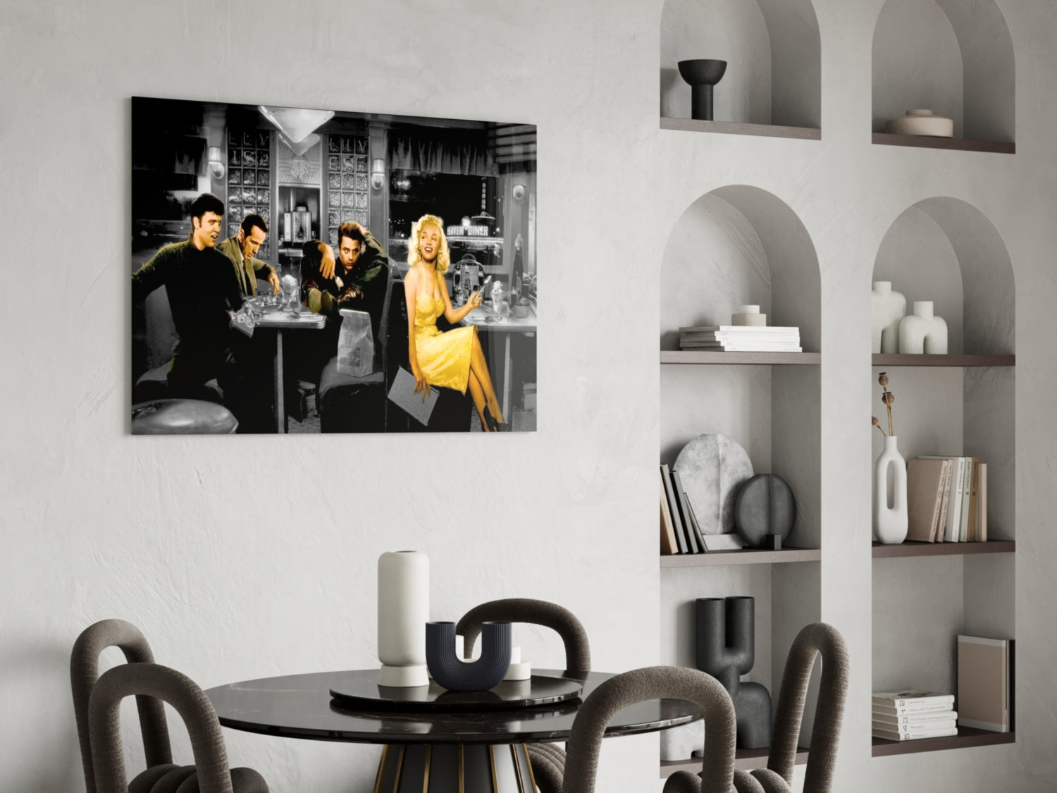 Retro Icons at the Cafe Glass Wall Art