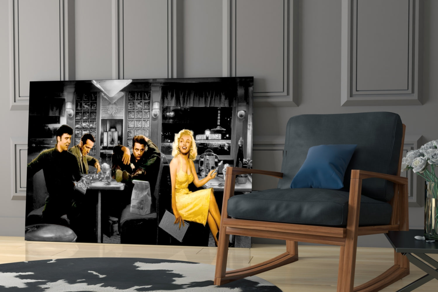 Retro Icons at the Cafe Glass Wall Art