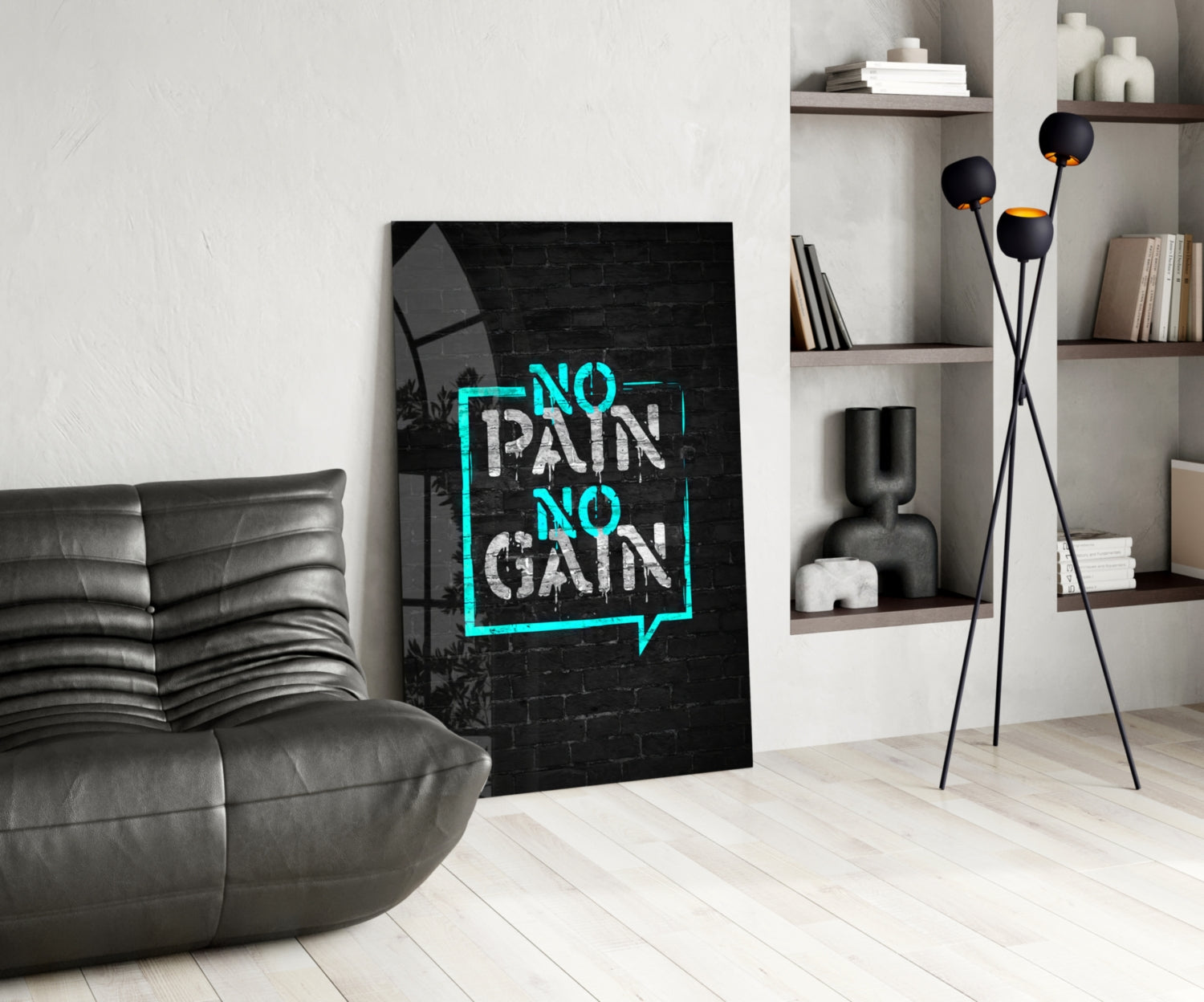 Turquoise Frame Brick Graffiti Quote Glass Wall Art