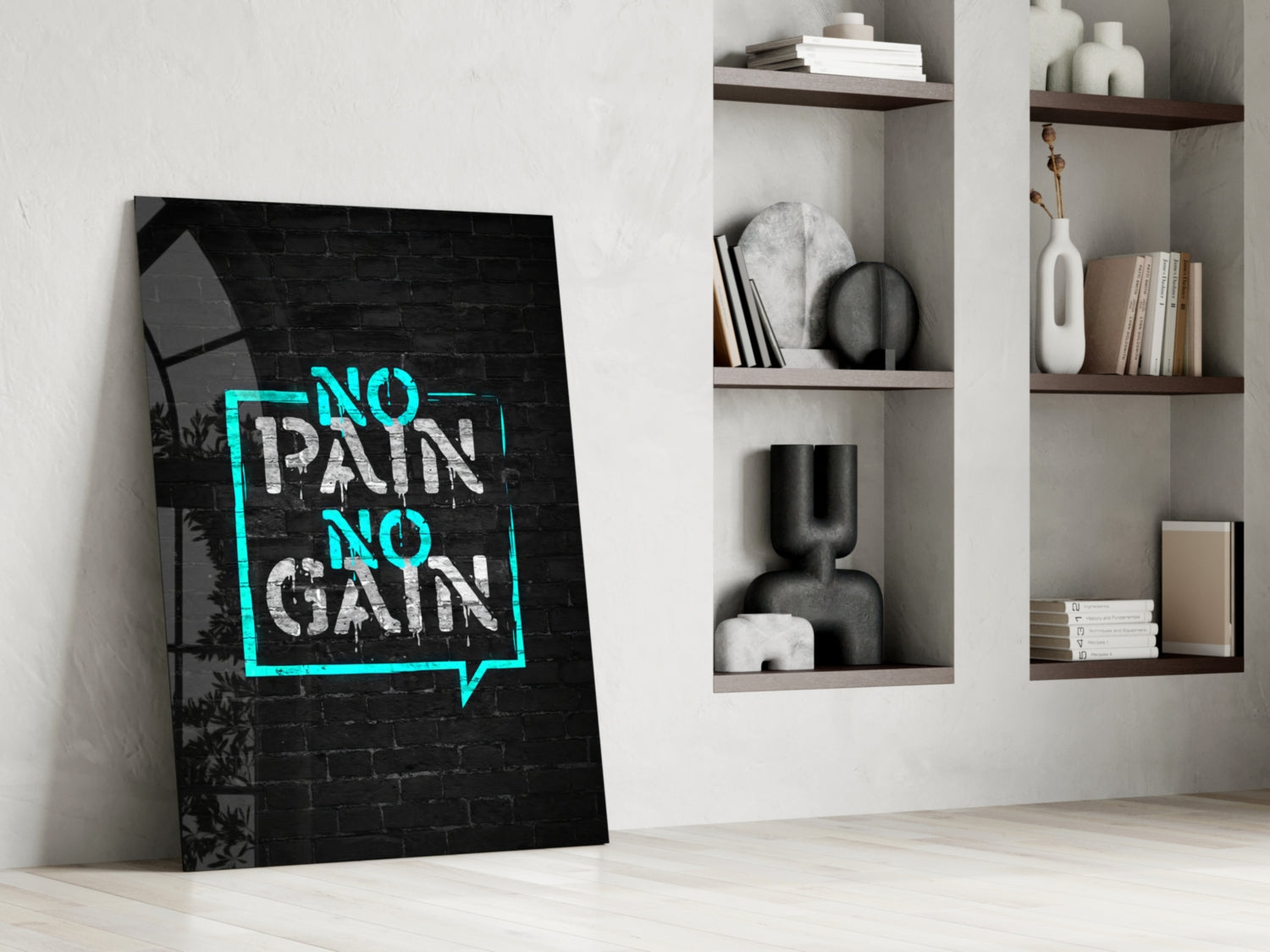 Turquoise Frame Brick Graffiti Quote Glass Wall Art