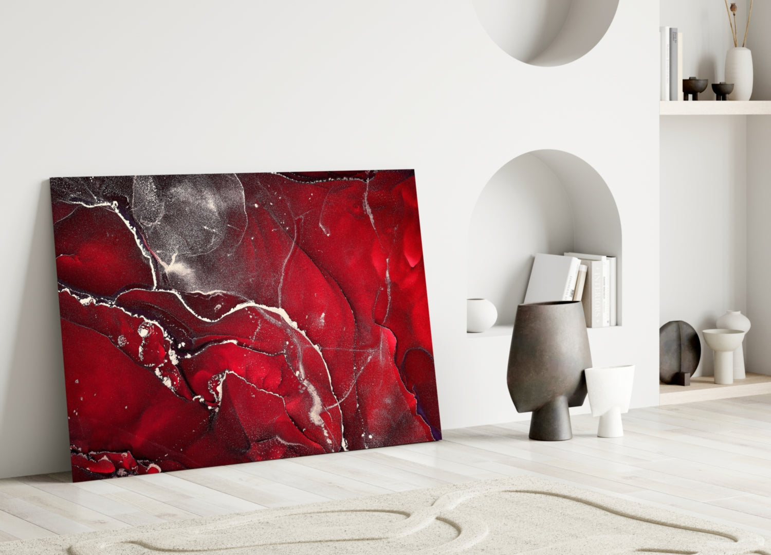 Red Marbellous Glass Wall Art