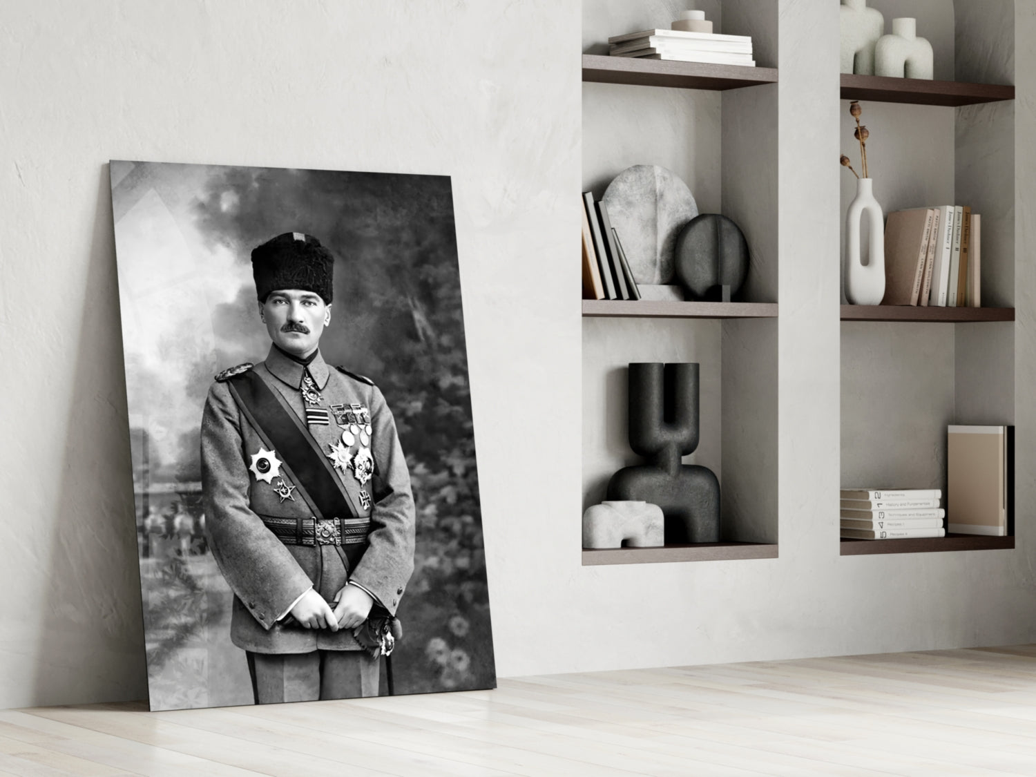 Ataturk Full Length Medals Portrait Glass Wall Art
