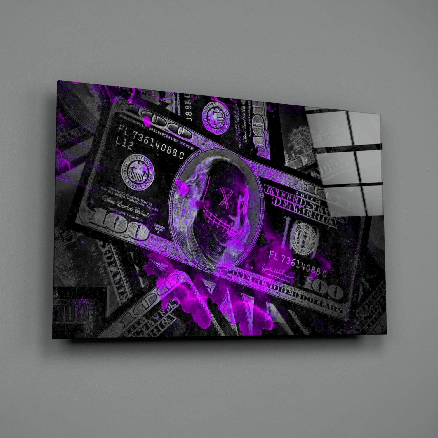 Dollars Glass Wall Art